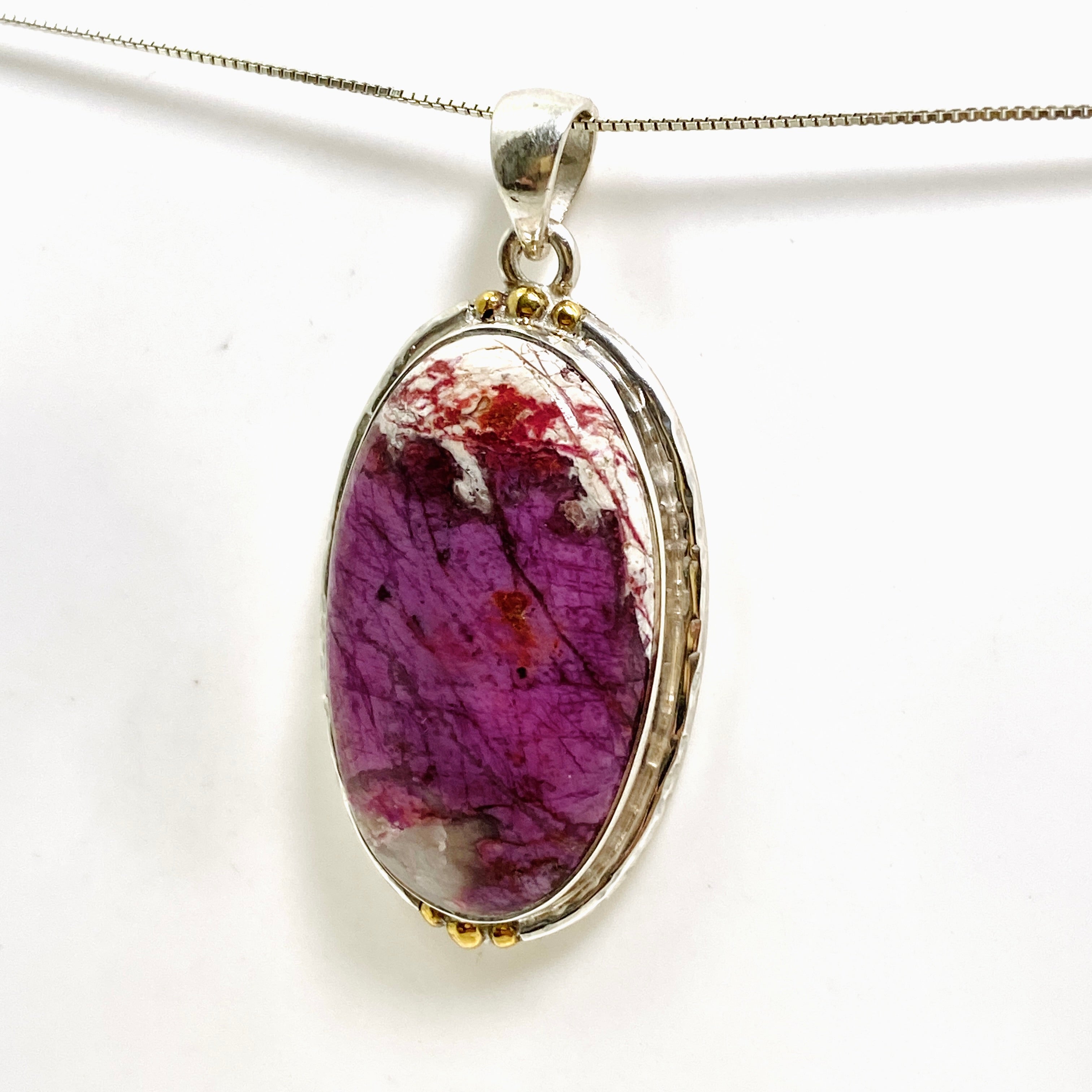Cobalto Calcite Oval Cabochon Pendant in Sterling Silver Setting - Natural Stone Jewelry for Women | KPGJ4860 | Perfect for Meditation, Healing & Spiritual Gifts