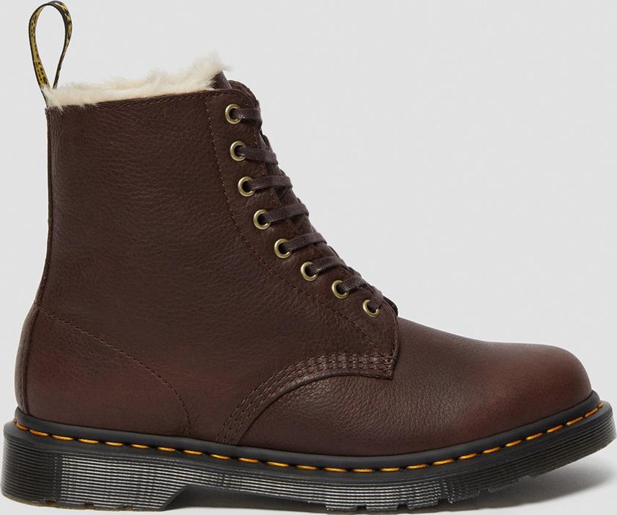 1461 Pascal Faux Fur Lined Lace Up Boots for Men - Warm Winter Leather Boots with Synthetic Fur - Perfect for Cold Weather, Outdoor Activities & Casual Style