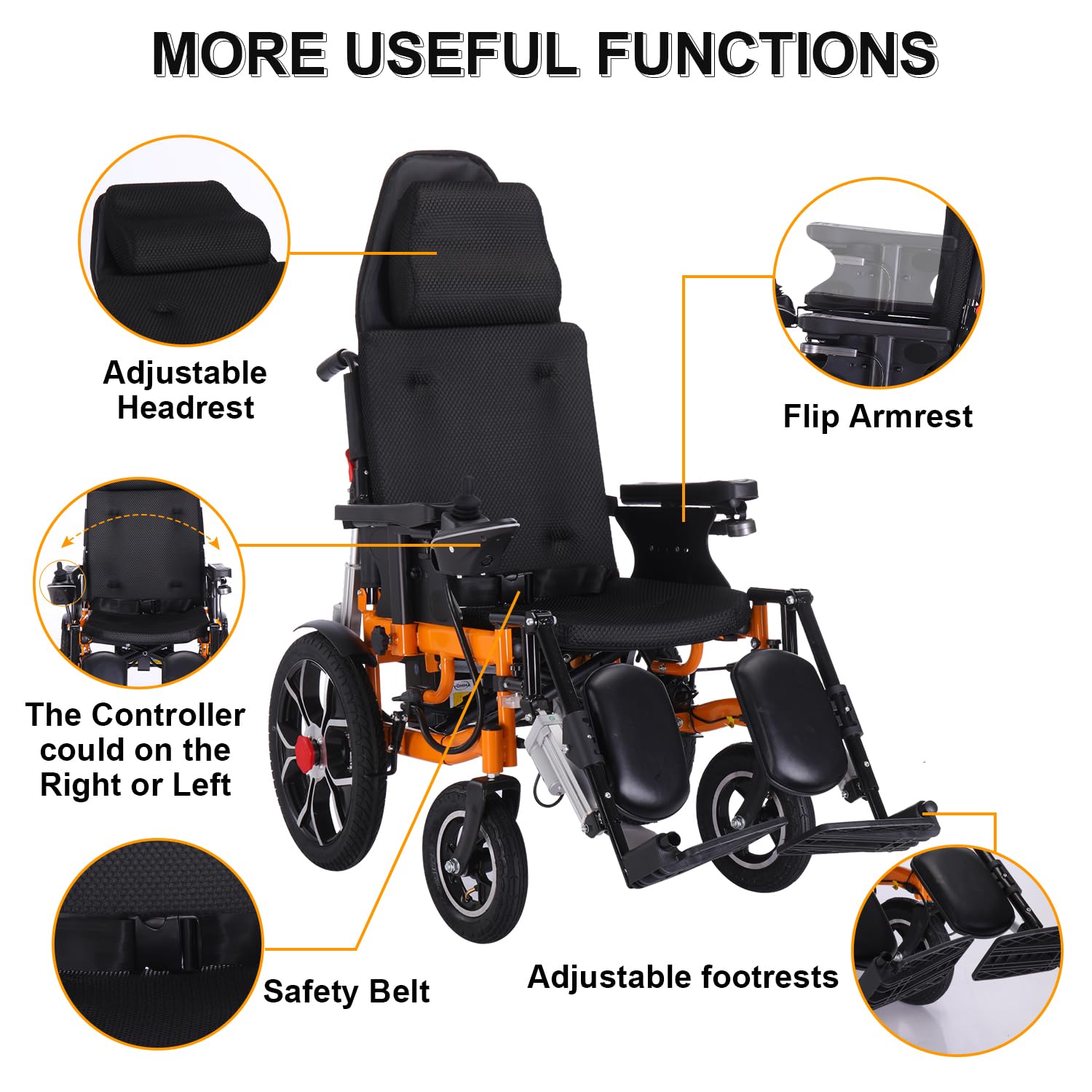 Foldable Electric Wheelchair for Adults - Lightweight Reclining Power Wheelchair with 20-Mile Range, All-Terrain Motorized Wheelchair for Seniors & Disabled (Supports 330 lbs) - Perfect for Indoor/Outdoor Use, Travel & Daily Mobility