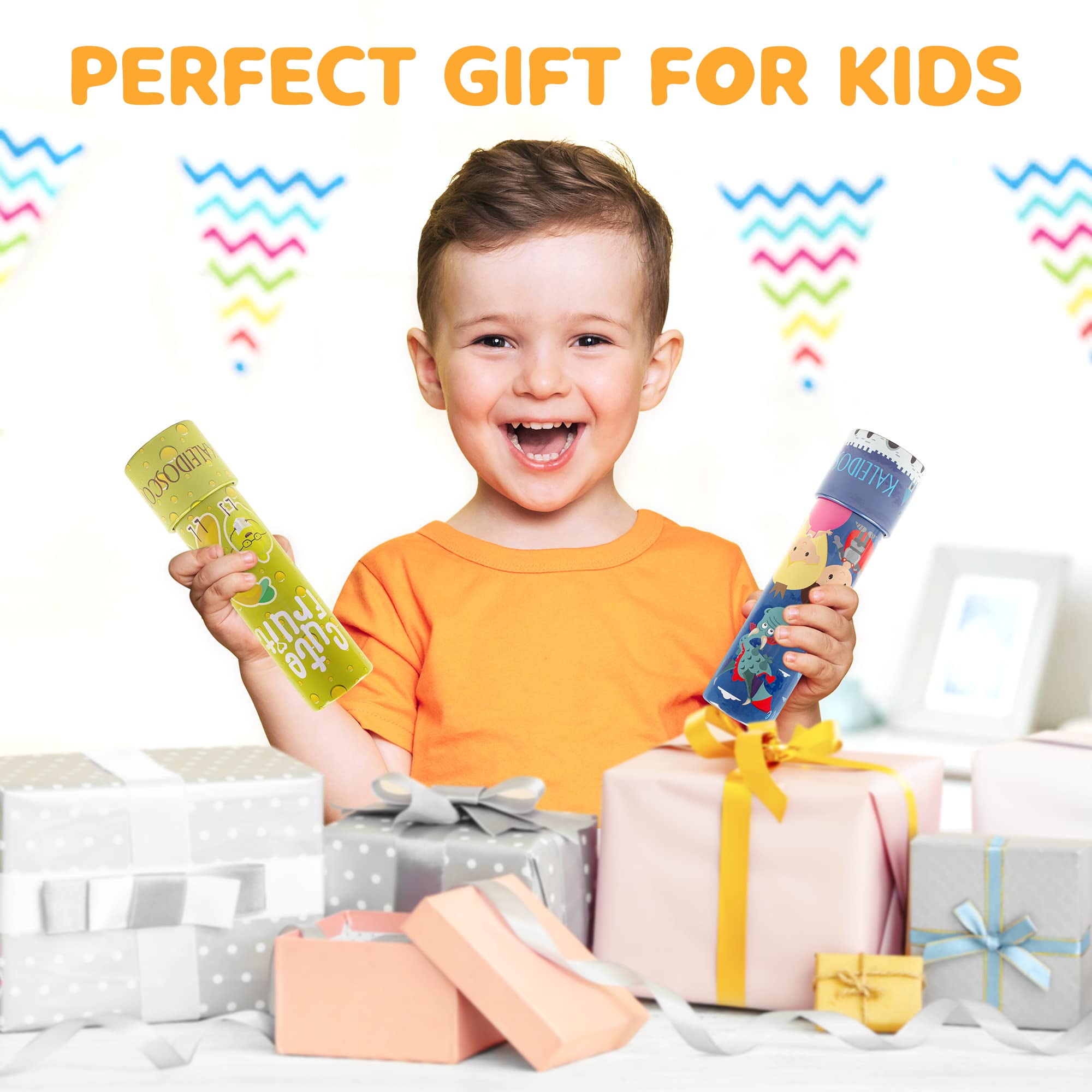 D-FantiX Classic Tin Kaleidoscope 2-Pack - Retro Educational Toys for Kids Birthday & Christmas Gifts