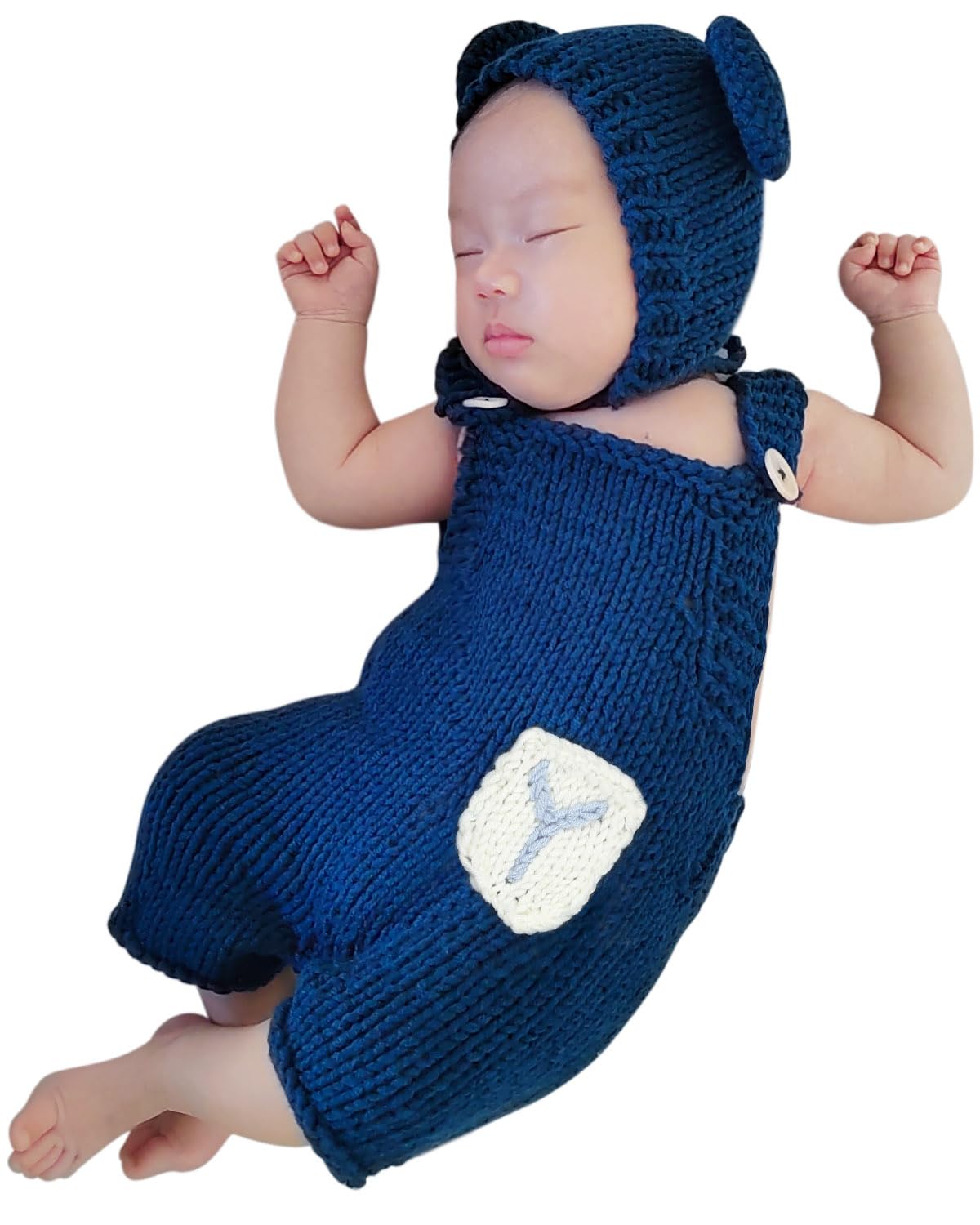 Adorable Newborn Photography Bear Outfits - Soft Crochet Knitted Romper for Baby Photoshoot (Boy & Girl) - Perfect for First Birthday, Christening & Family Portrait Sessions