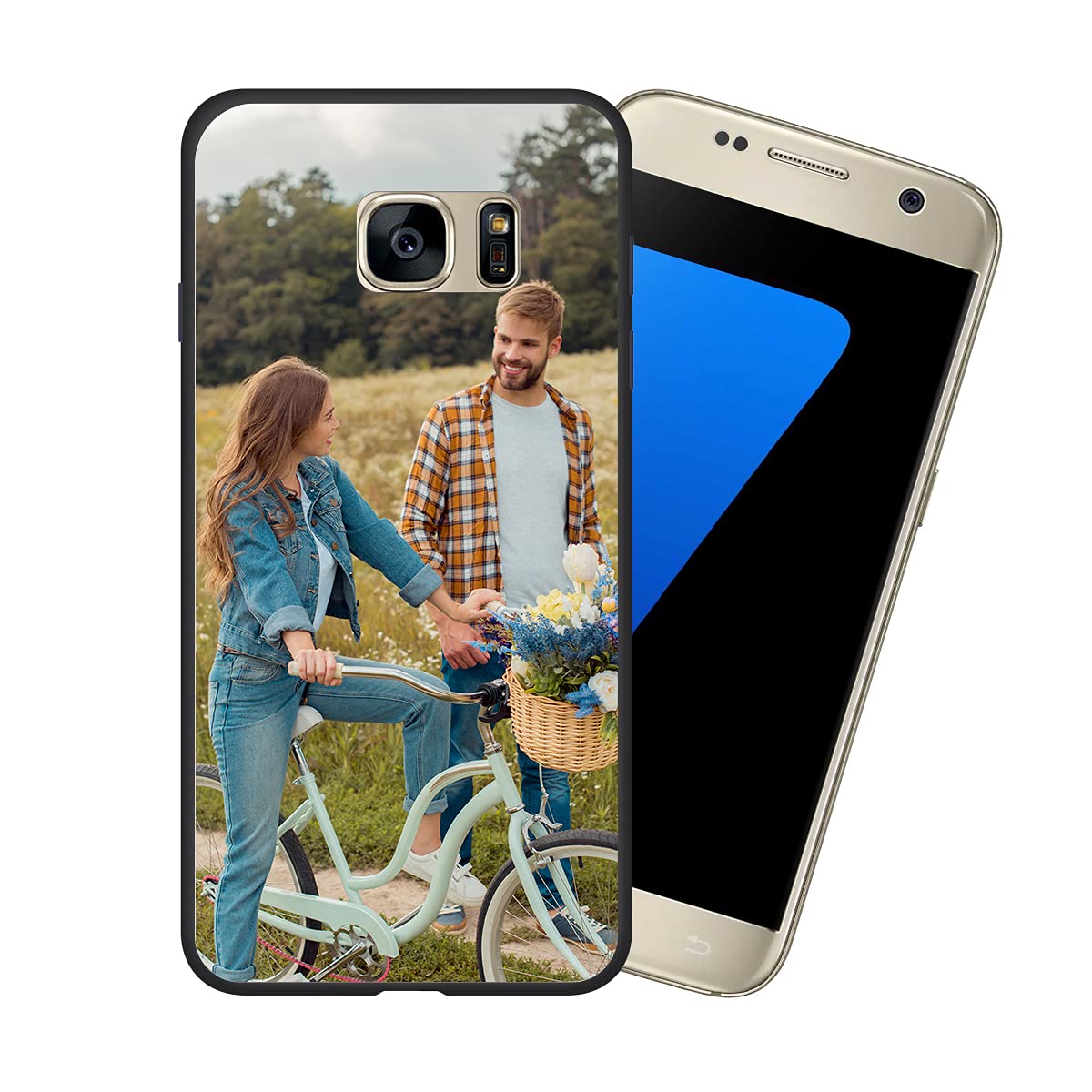 Styletify Customized Photo Case for Samsung Galaxy S7 - Personalized Picture Shockproof Silicone Cover - Soft Candy Color Protective Phone Case - Perfect Christmas Birthday Thanksgiving Gift (Black) - Ideal for Everyday Use, Travel Protection & Special Occasions