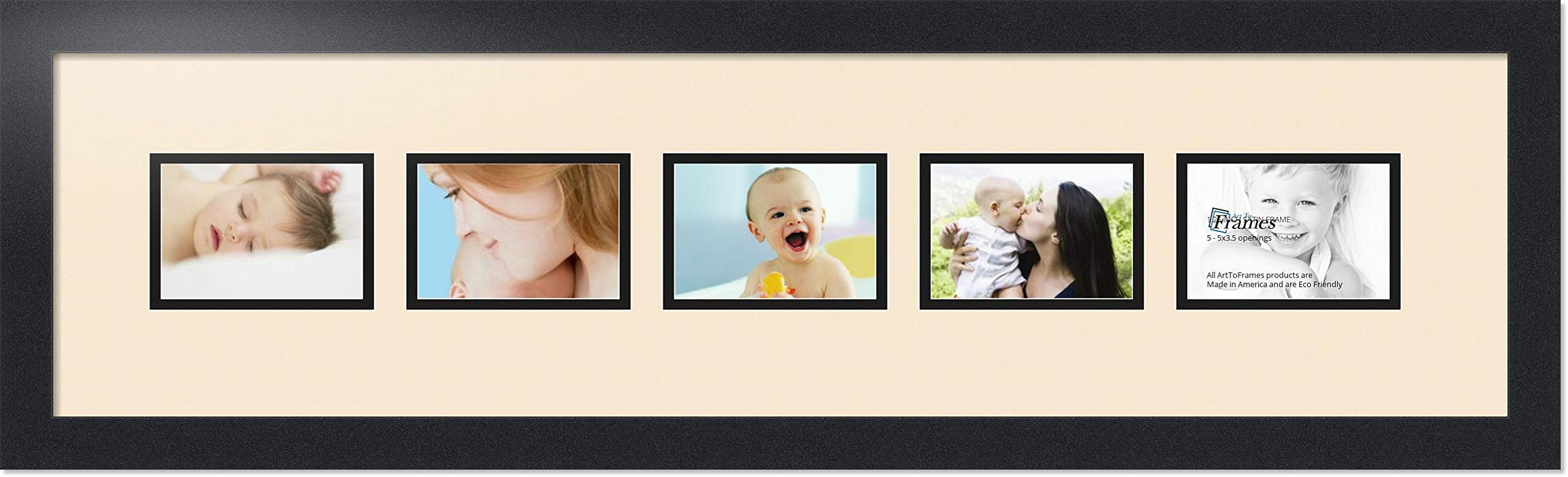 Art to Frames Double-Multimat-608-825/89-FRBW26079 33x7.5 Inch Black Satin Picture Frame - 1.25 Inch Wide Mat Opening - Perfect for Wall Art, Photos, and Certificates Display