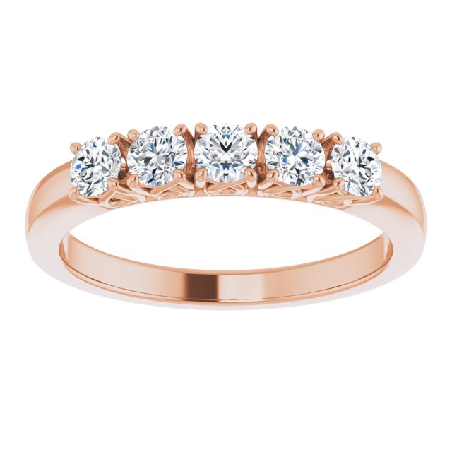 0.50 Carat Round Cut Diamond 5 Stone Wedding Band - Elegant Engagement Ring for Women, Perfect for Anniversaries & Bridal Jewelry Gifts