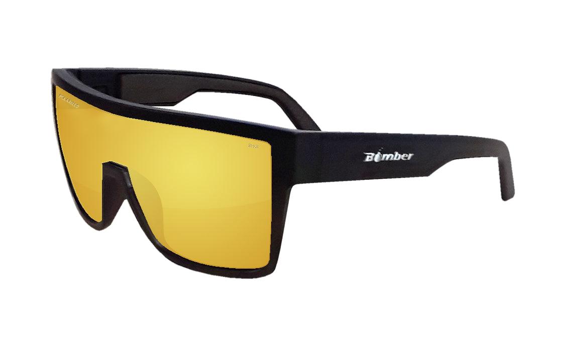 BUZZ Bomb Safety Glasses - Polarized Gold Mirror Lens with Z87.1 Protection for Outdoor Work, Sports & Driving