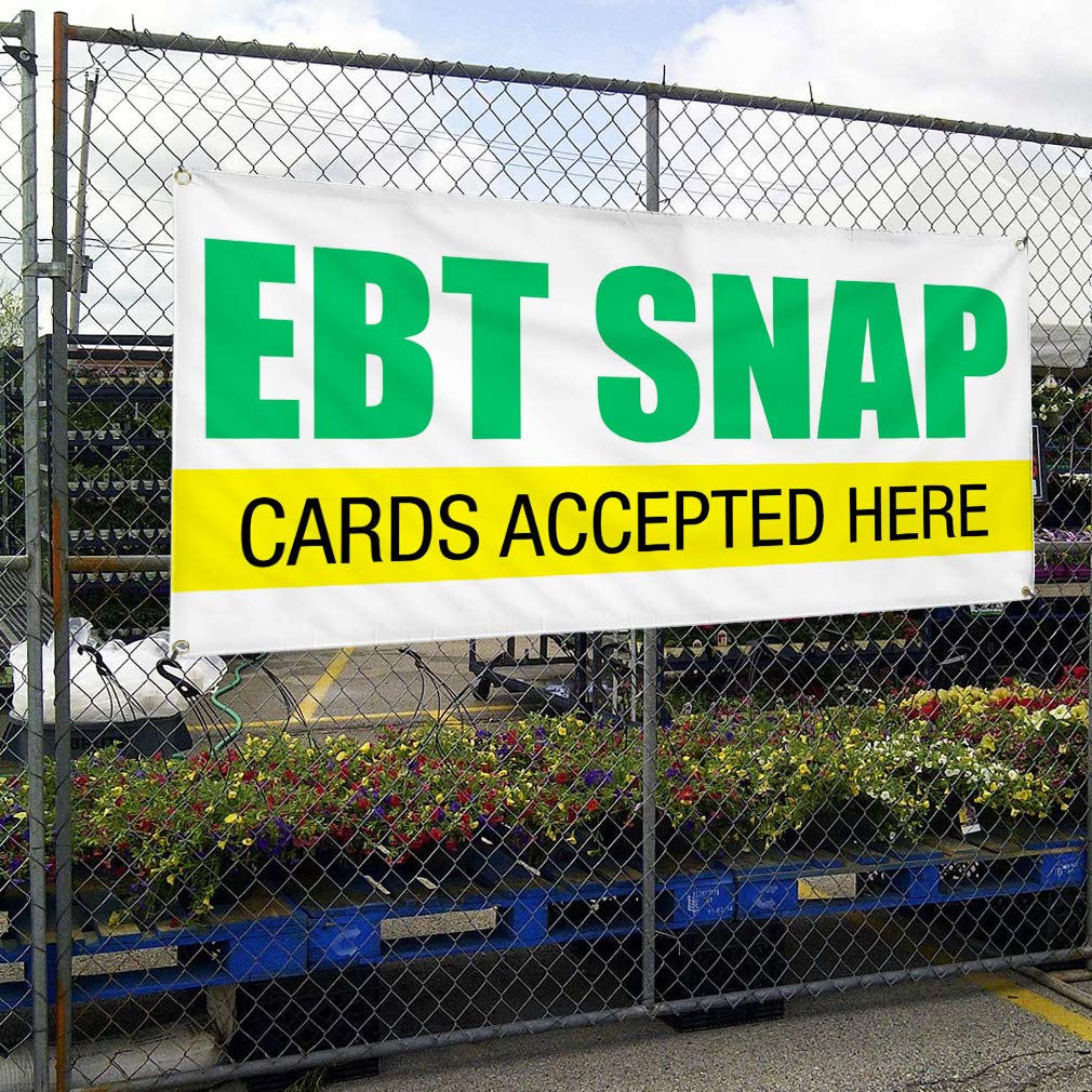Custom Vinyl Banner - Multiple Sizes (60x144 Inches) | Weatherproof, Durable Outdoor Business Sign with 10 Grommets | Accepts EBT & SNAP Cards | Perfect for Storefronts, Yard Sales, and Industrial Advertising