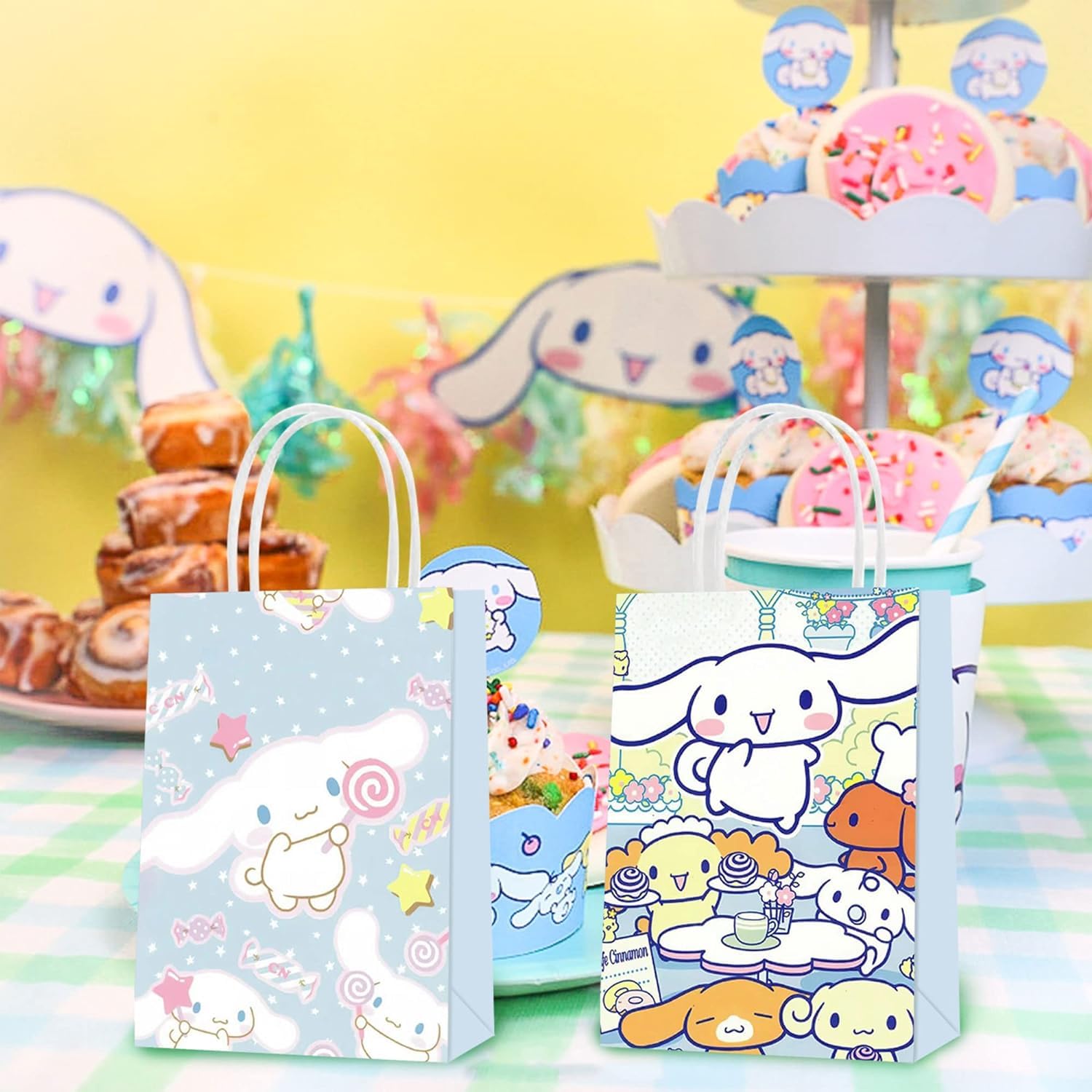 16 Pack Cinnamoroll Party Favor Bags - Cute Sanrio Paper Gift Bags for Kids Birthday Party, Baby Shower & Candy Treats - Perfect for Cinnamoroll Themed Celebrations, Classroom Rewards & Party Favors