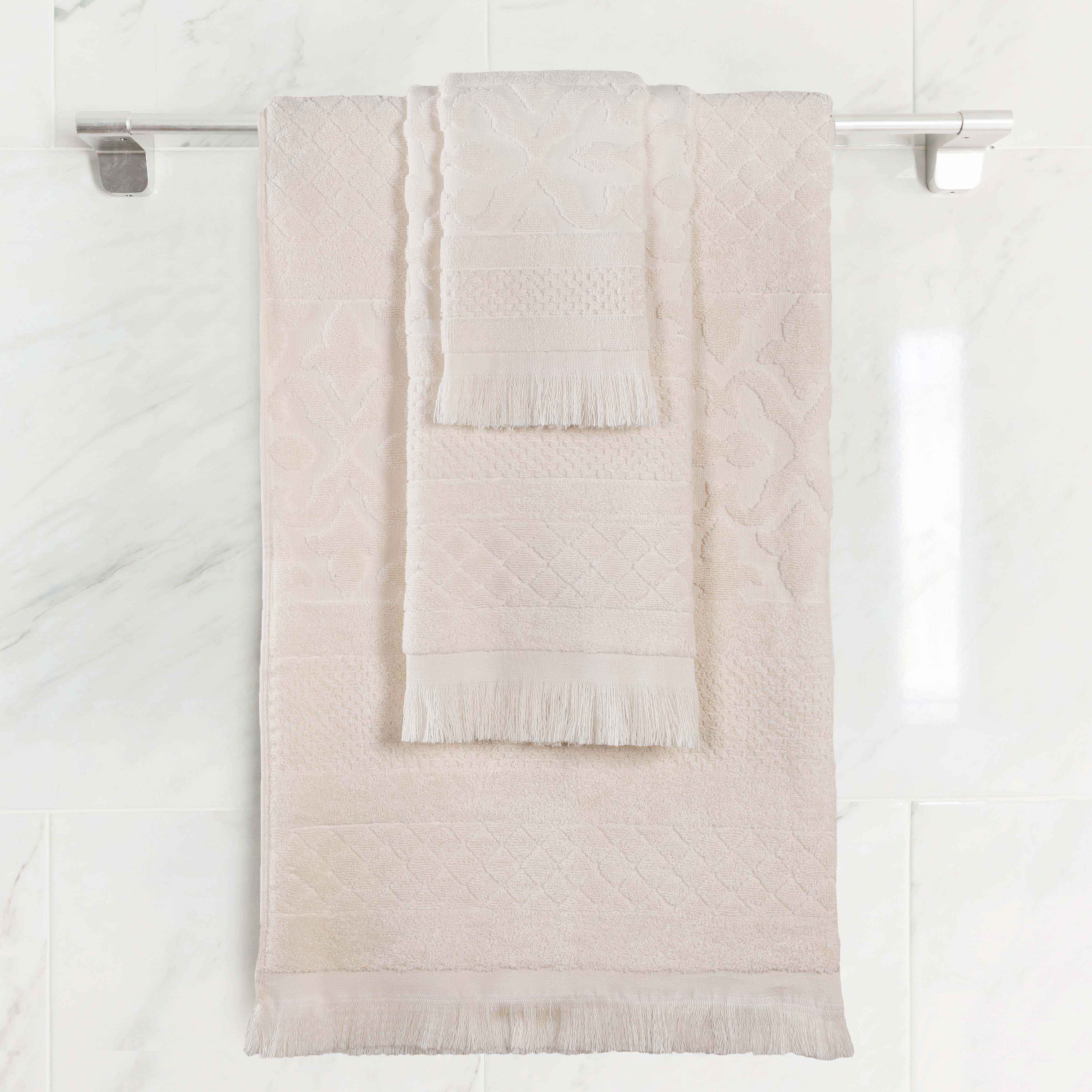 Premium Rolla Cotton Geometric Jacquard Plush Towel Set - Ultra Soft & Highly Absorbent 3-Piece Bath Towel Collection for Spa, Bathroom & Luxury Home Decor