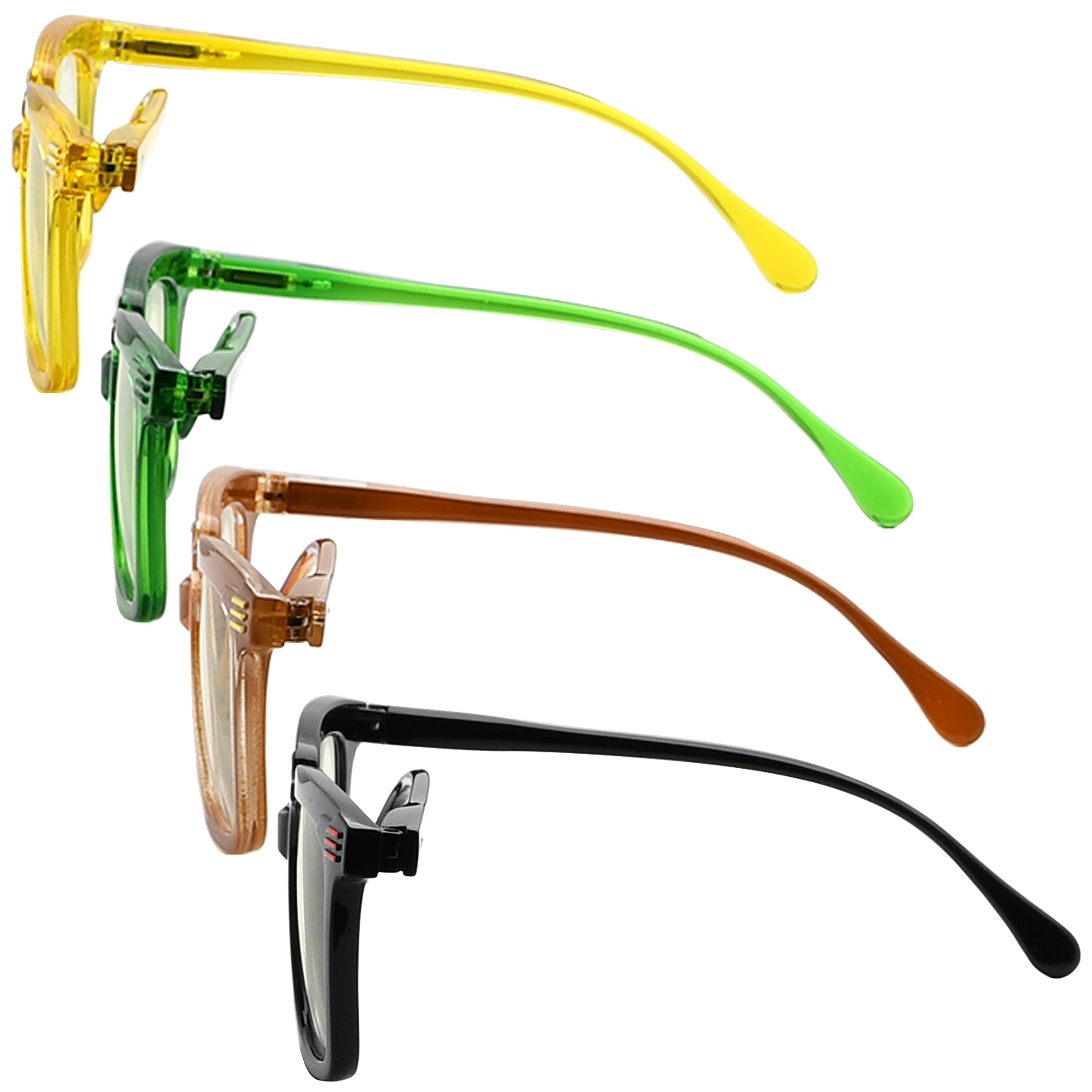 CessBlu 4 Pack Blue Light Blocking Reading Glasses for Women - Square Frame Computer Glasses for Office Work, Screen Time & Digital Eye Strain Relief