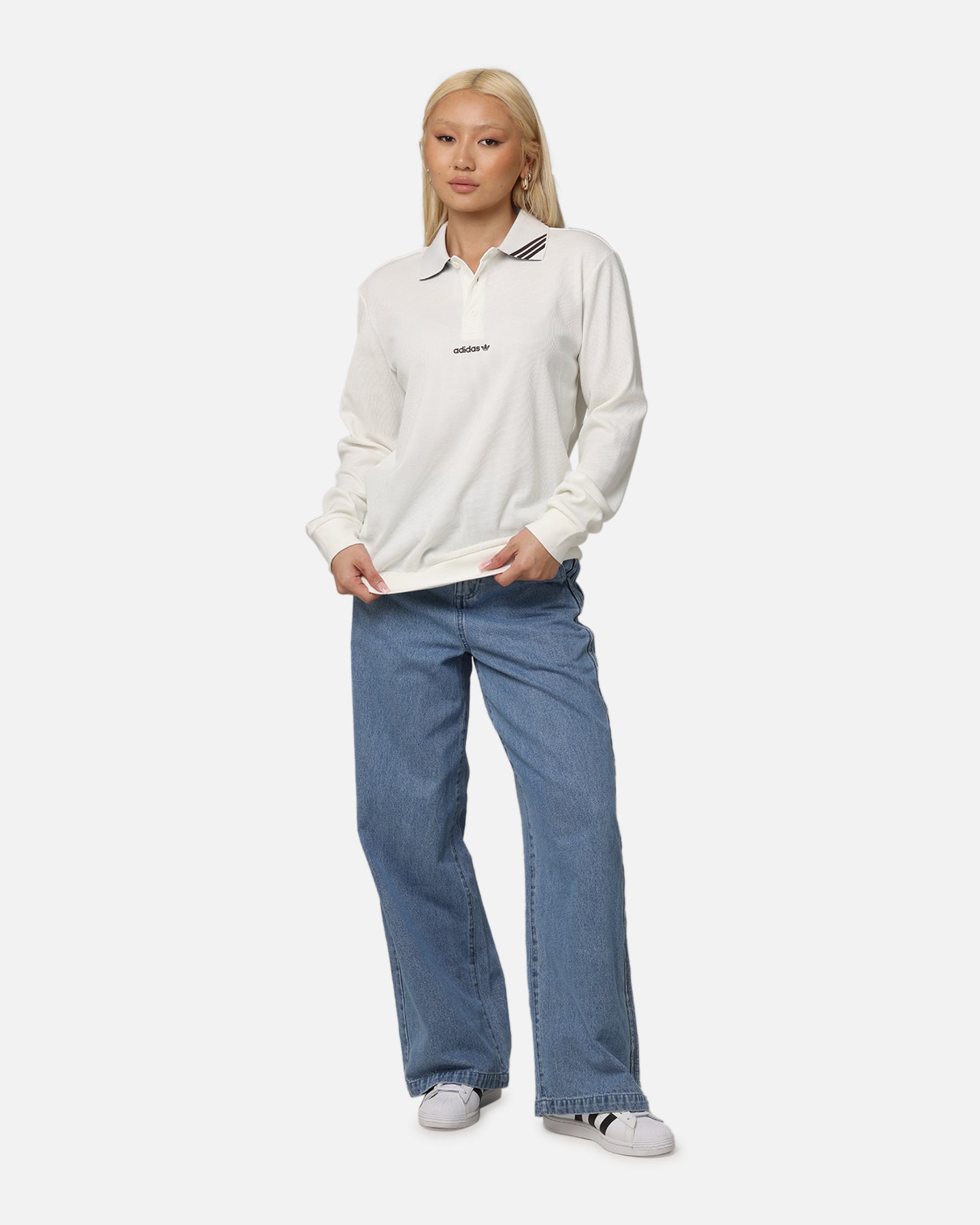 Adidas Men's Long Sleeve Polo Shirt - Breathable Performance Golf Shirt, Moisture-Wicking Casual Work Shirt in Off White | Perfect for Golf, Office & Business Casual Wear