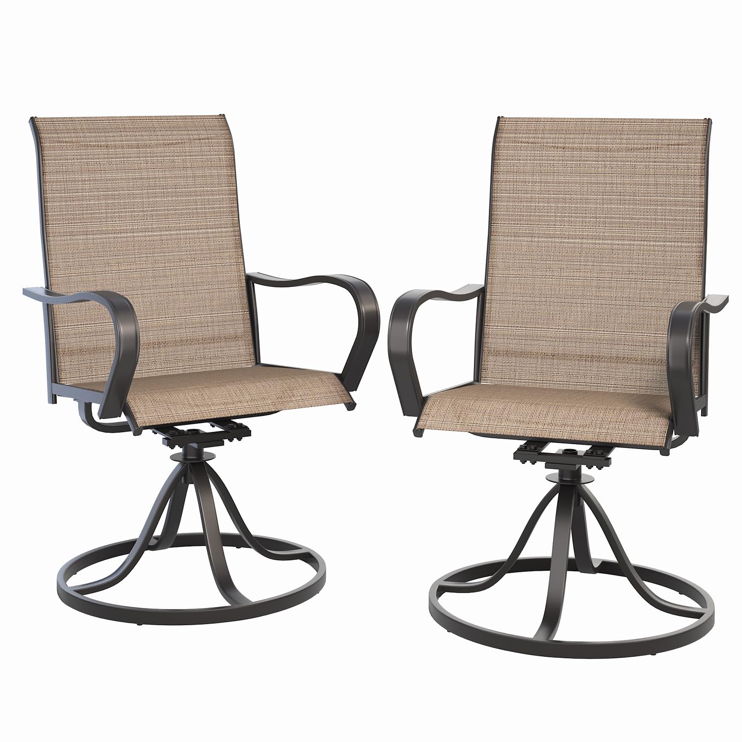Aoxun 2-Pack Textilene Swivel Outdoor Rocker Patio Chairs Set - Comfortable Lawn & Garden Furniture for Backyard, Poolside & Deck Relaxation (Brown)
