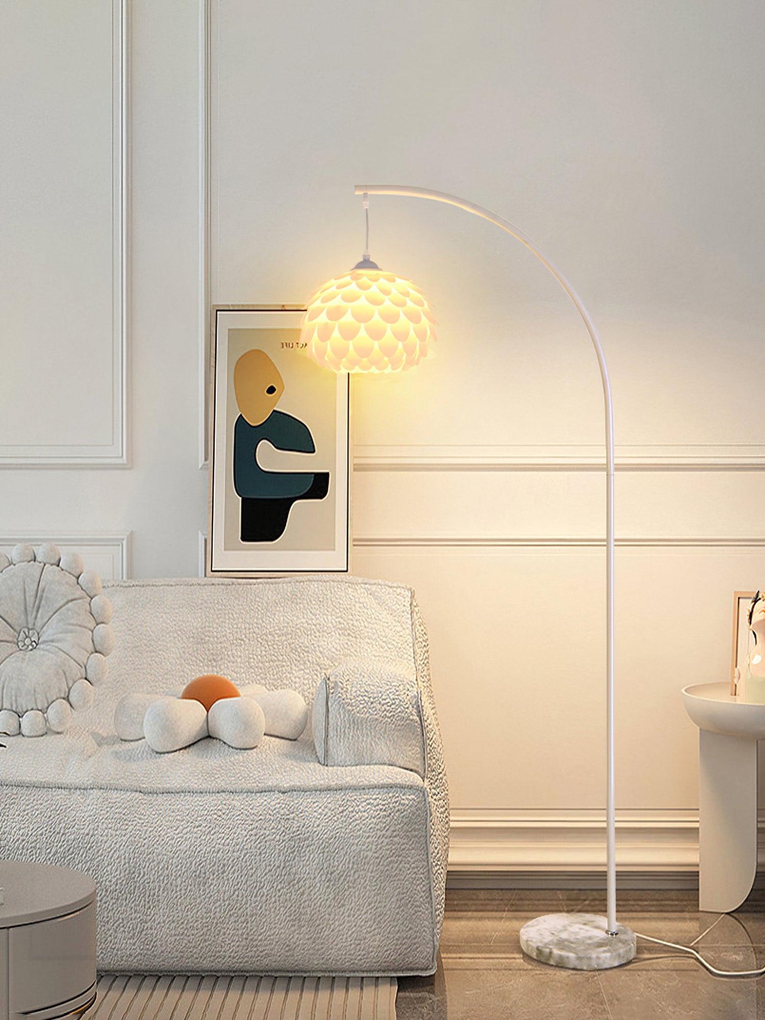 Modern Arch Floor Lamp with Adjustable Brightness - Dimmable LED Standing Light for Living Room, Bedroom, or Office - Perfect for Reading, Relaxing, and Ambient Lighting