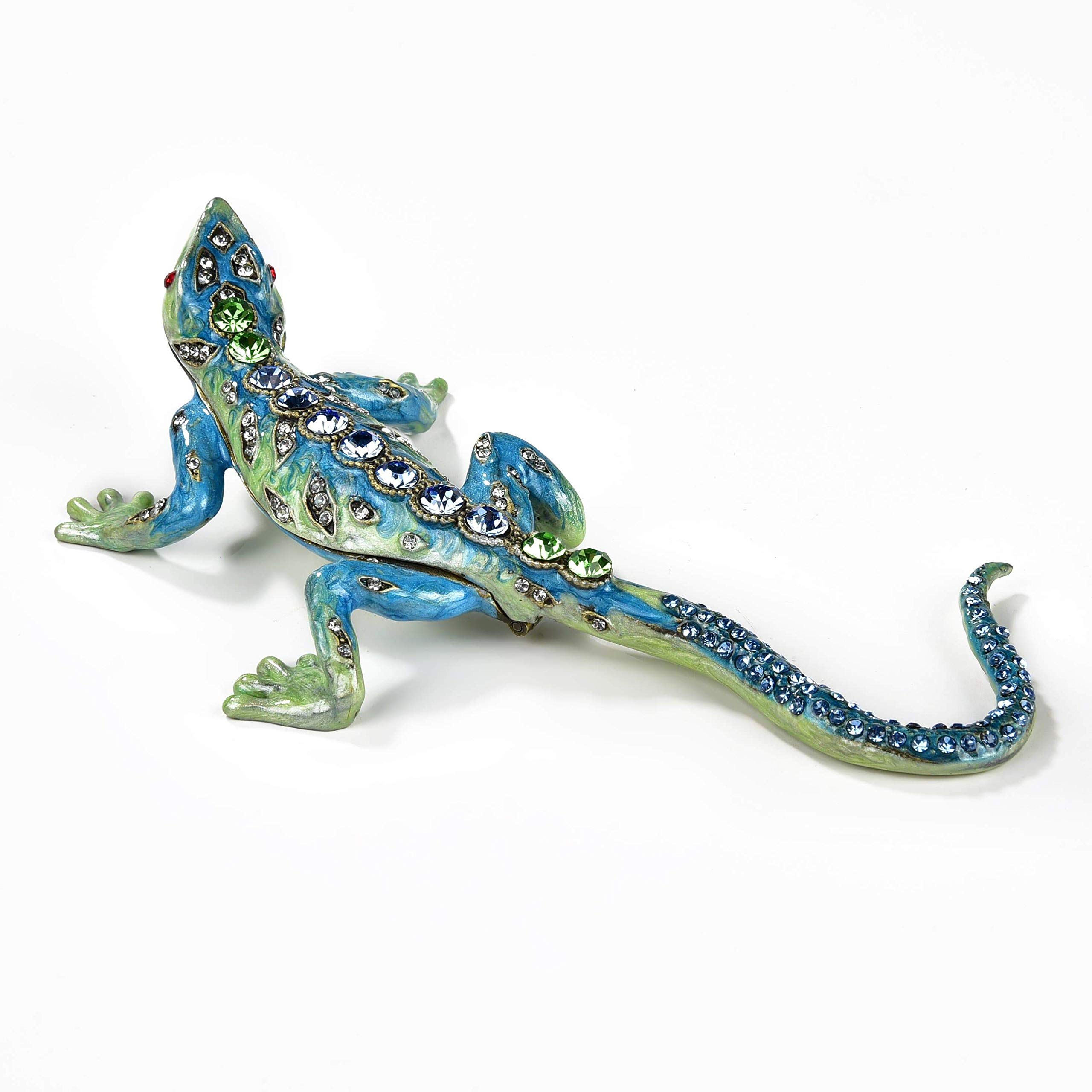 KALIFANO Handmade Jewelry Box for Women - Swarovski Crystal & Gemstone Lizard Design, Earring Necklace Ring Organizer | Perfect for Gift, Travel & Home Decor Storage