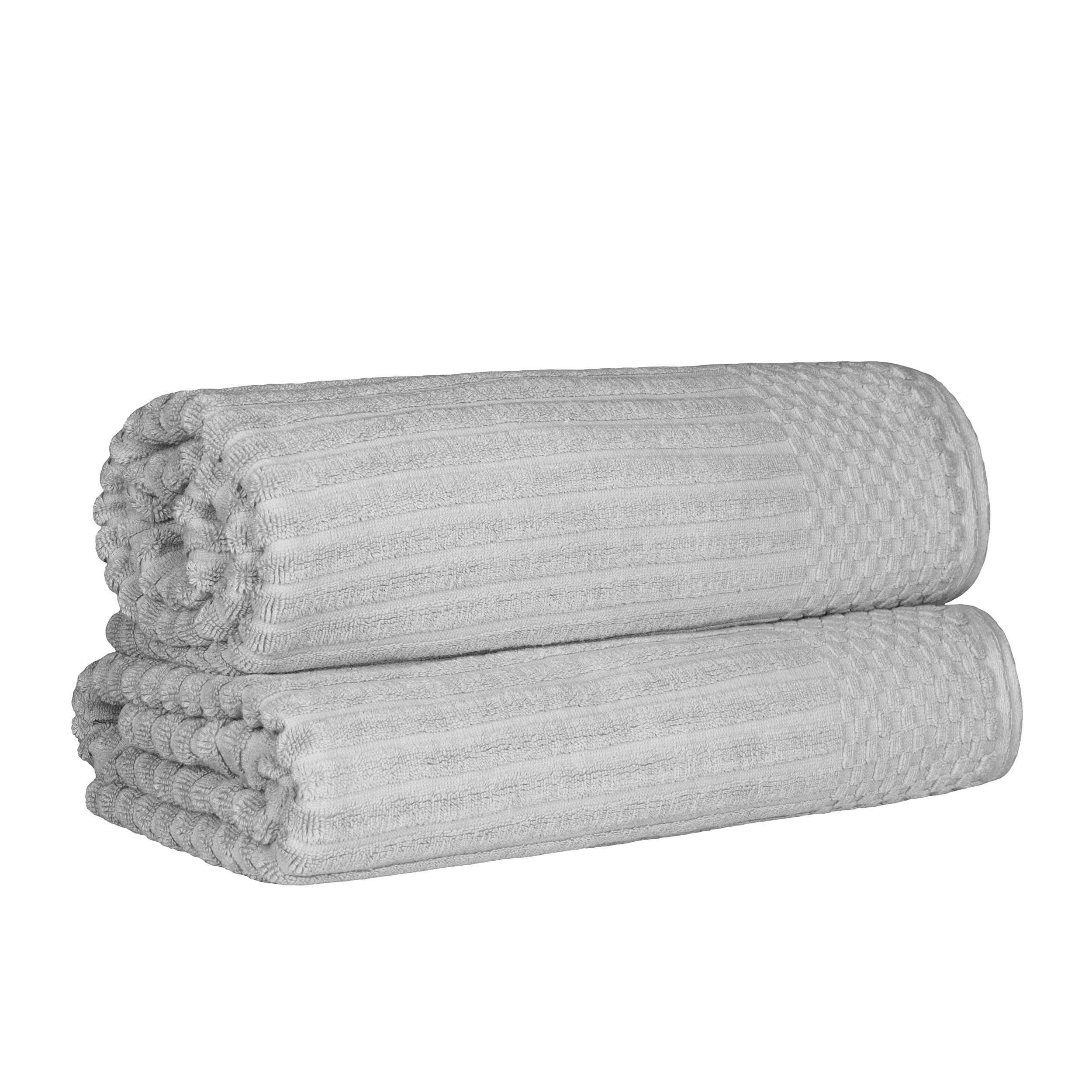 Premium Cotton Ribbed Textured Bath Towel Set - Ultra Absorbent 2-Piece Bath Sheet Set for Spa, Beach & Luxury Bathroom Use