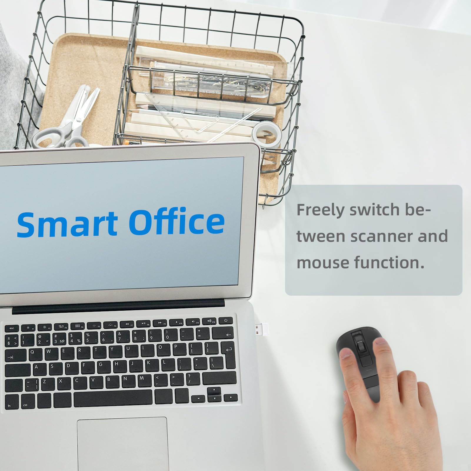 2-in-1 Wireless Mouse & 2D Barcode Scanner - Ergonomic Handheld POS Scanner with Mouse Function for Retail Stores, Supermarkets, Warehouses - Ideal for Inventory Management & Checkout Systems (Black)