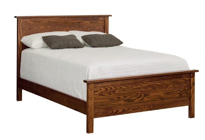 Royal Mission Panel Bed - Solid Wood Queen Size Bed Frame with Upholstered Headboard - Perfect for Master Bedroom, Guest Room & Modern Farmhouse Decor