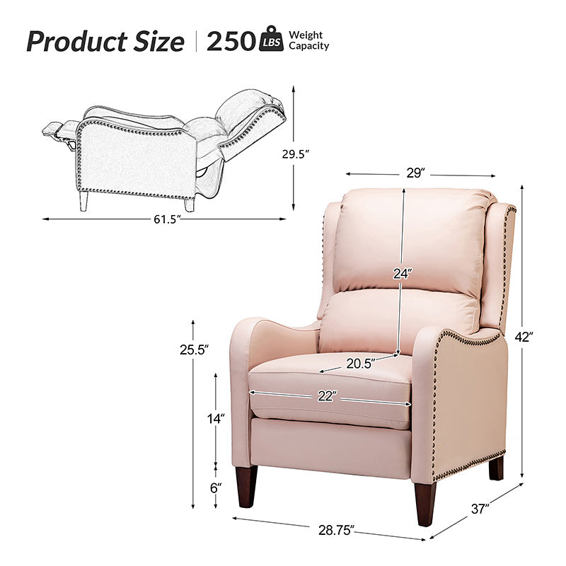 Deliat Genuine Leather Recliner Chair - Premium Comfort for Living Room, Home Theater & Office - Adjustable Footrest & Lumbar Support - Brown PU Leather Sofa for Relaxation & Entertainment