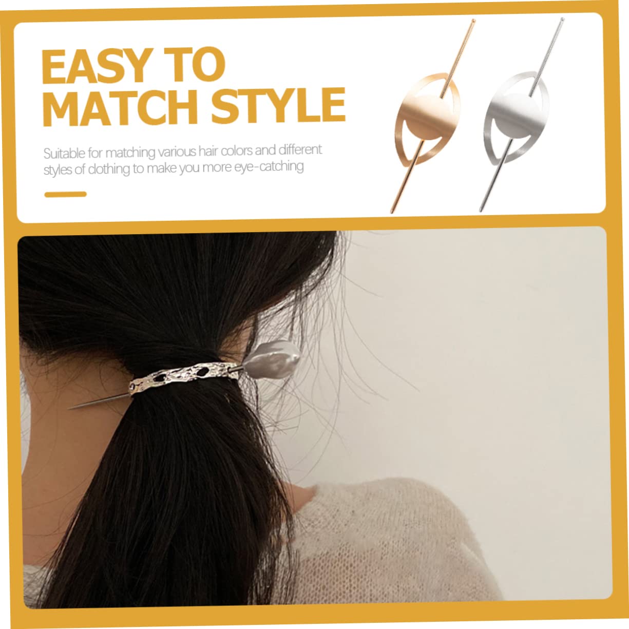 Mikinona 2-Pack Pearl Hair Clips for Women - Elegant Bun & Ponytail Holders, Hair Forks with Pearl Accents - Perfect for Weddings, Parties & Everyday Styling (2 Sets, 4 Pieces Total)