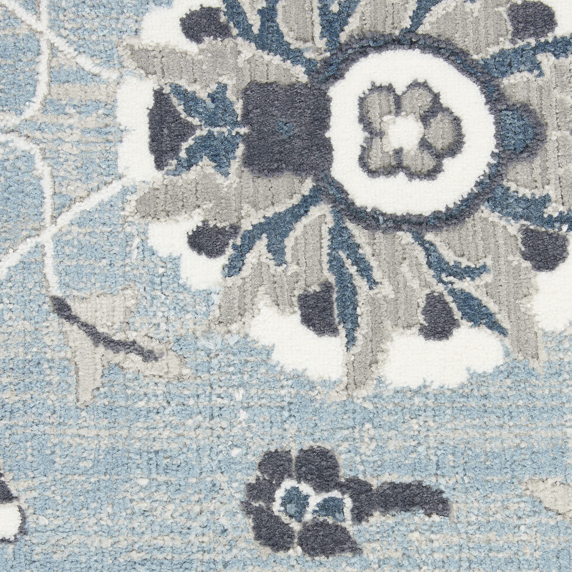 Nourison Lennox Light Blue Grey 9' x 12' Area Rug - Farmhouse Floral Design, Easy to Clean, Non-Shedding - Perfect for Bedroom, Living Room, Dining Room & Kitchen Decor | Home & Office Use