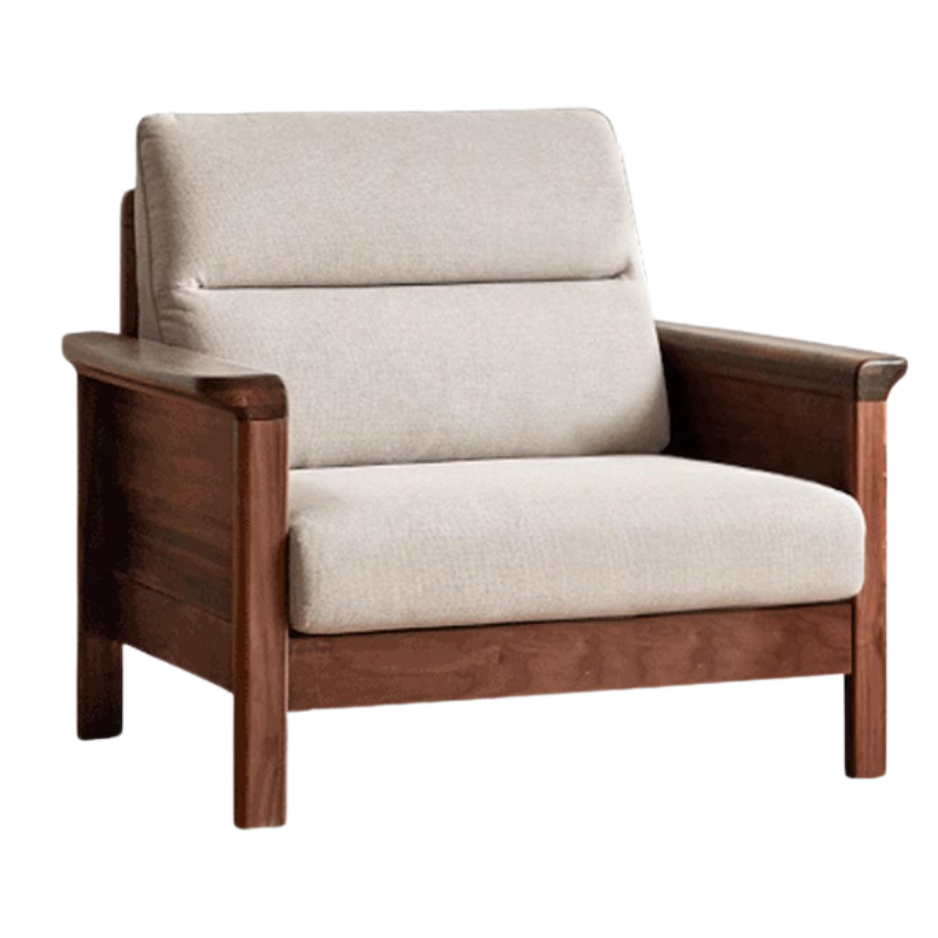 Premium Black Walnut Solid Wood Upholstered Fabric Sofa - Modern Living Room Furniture for Home & Office Comfort