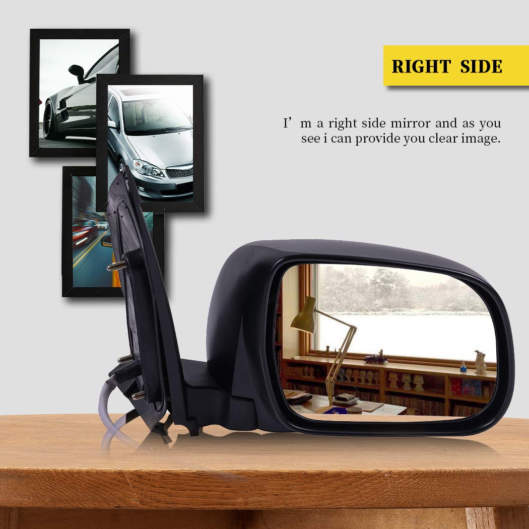 OCPTY Black Right Side Mirror Replacement for 2004-2010 Toyota Sienna - Textured Glass Manual Folding Non-Heated Mirror - Perfect for Parking Safety & Blind Spot Visibility