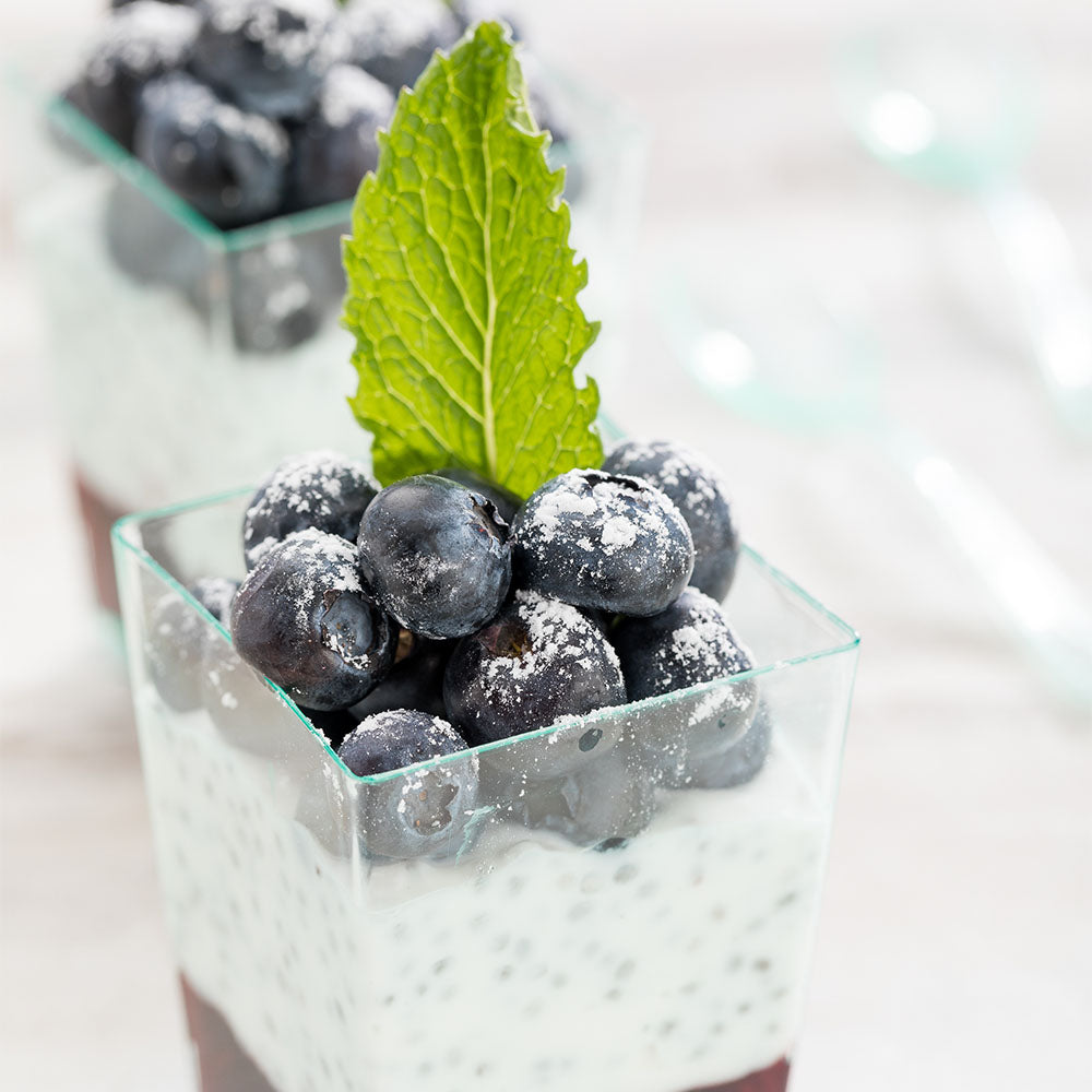 4 oz Square Seagreen Plastic Tall Quadrato Cups - 2 x 2 x 2.75 Inches - Pack of 100 - Perfect for Smoothies, Iced Coffee & Party Beverages
