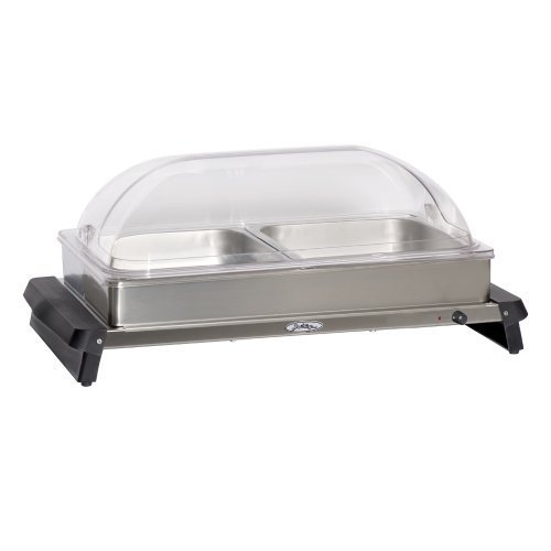 BroilKing NBS-2RT Professional Double Buffet Server with Rolltop Lids - Premium Food Warmer for Catering, Parties & Events - Keep Dishes Hot at Buffets, Weddings & Holiday Gatherings