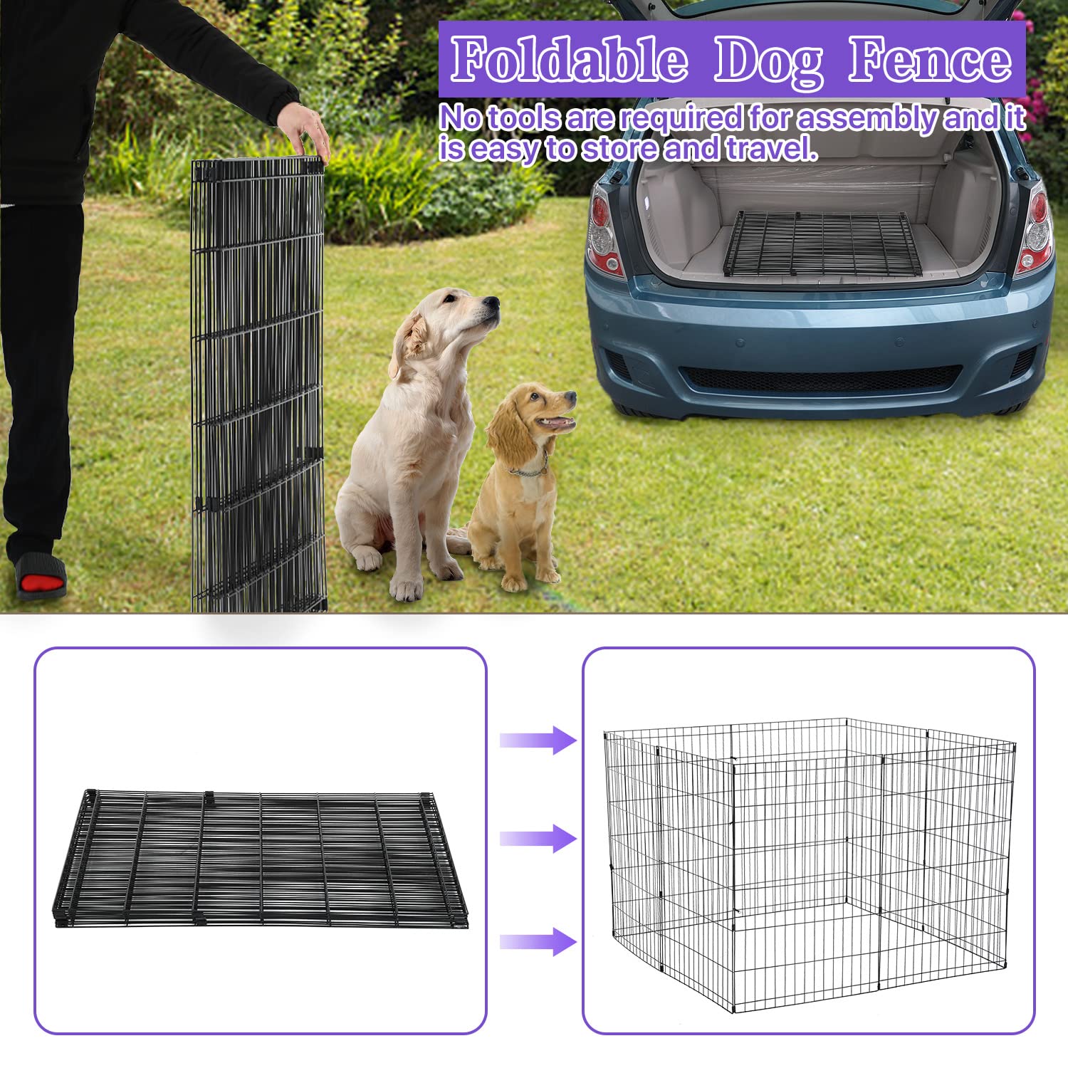 Foldable Metal Dog Playpen - 8 Panel 24
