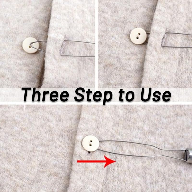 2 Pack Stainless Steel Button Hook Assist Tool - One Hand Dressing Aid for Arthritis & Disabilities - Easy Button Fastener for Shirts, Pants & Coats - Perfect for Seniors & Post-Surgery Recovery