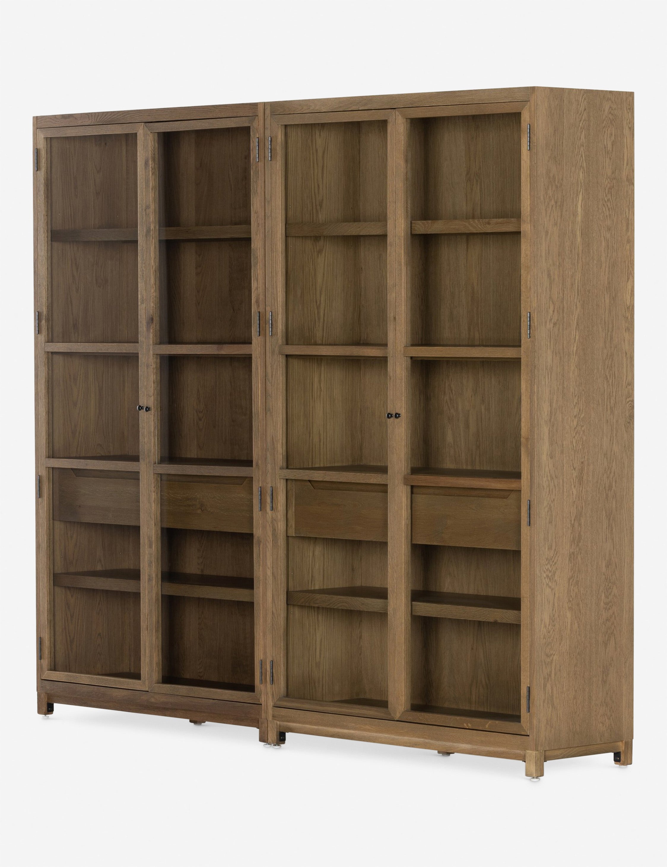 Stylish Carly Double Full Curio Cabinet - Glass Display Case for Collectibles & Home Decor - Perfect for Living Room, Dining Room or Office Display