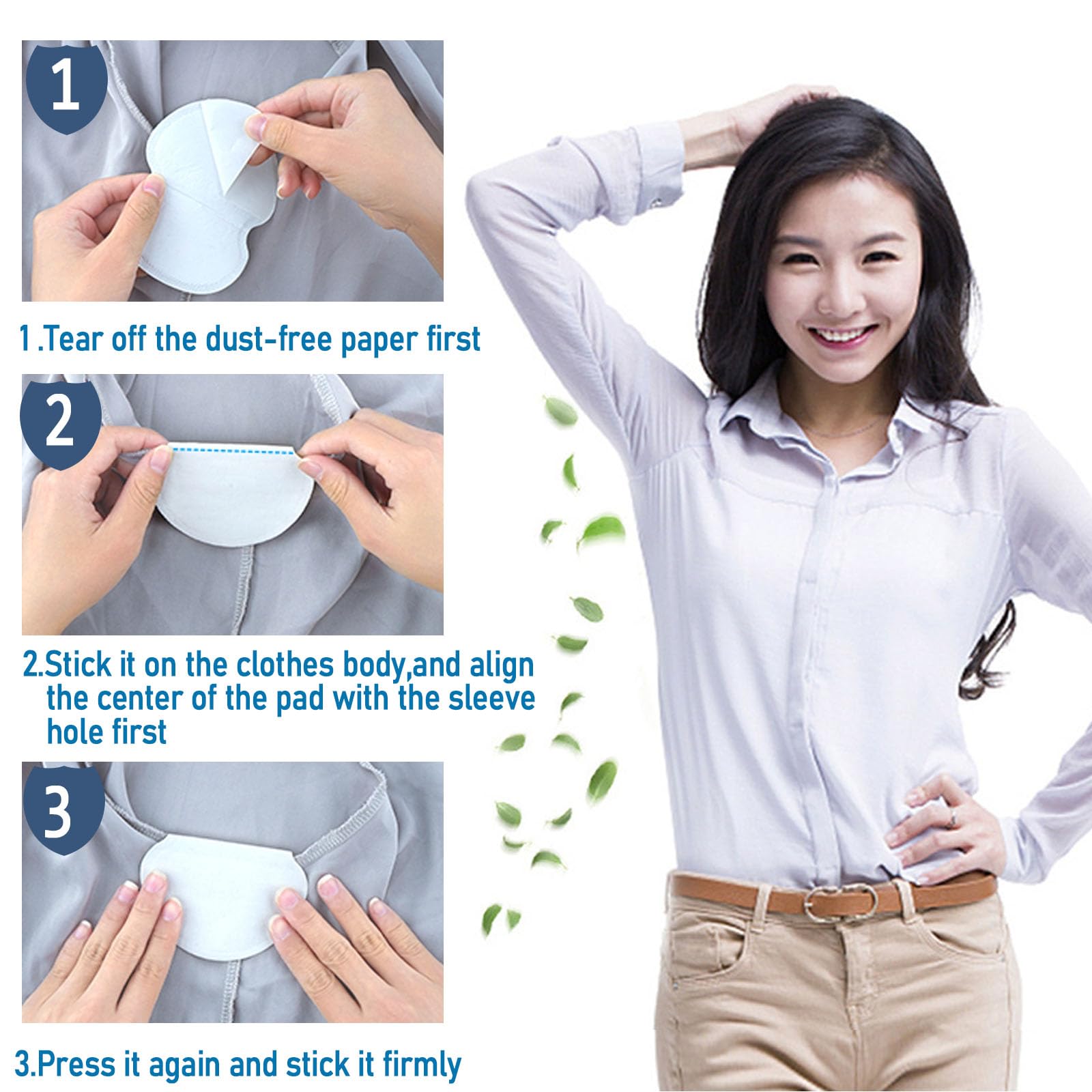 Premium Underarm Sweat Pads - 100 Pack Hyperhidrosis Protection for Men & Women | Comfortable, Absorbent Dress Shields | Armpit Guards for Workouts, Business Attire & Daily Use
