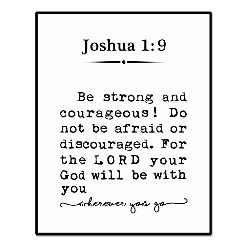Joshua 1:9 Bible Verse Wall Art - Inspirational Scripture Print for Home & Kids Room Decor
