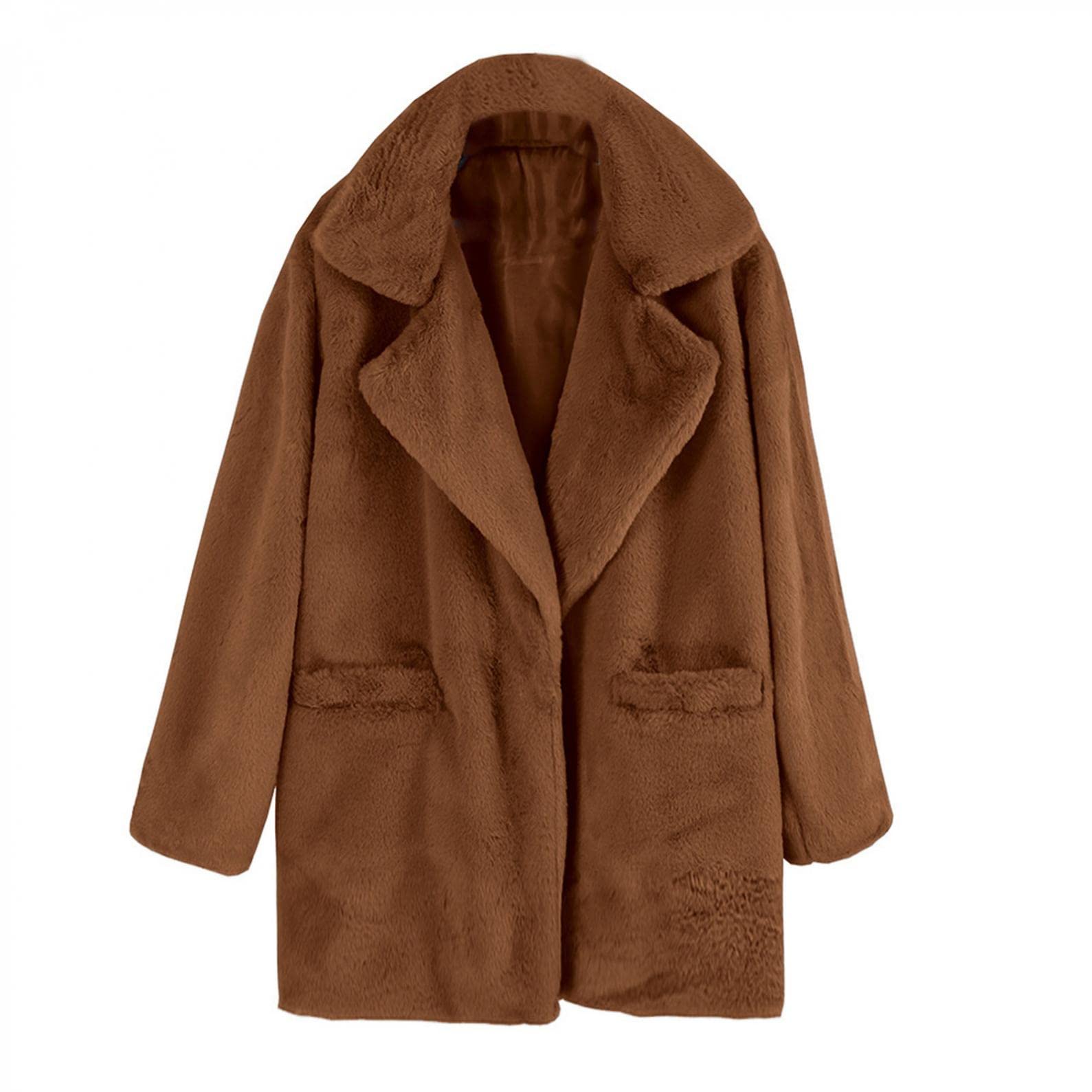 Women's Warm Thick Winter Pea Coat - Solid Color Open Front Cardigan Jacket for Outdoor Fashion | Perfect for Cold Weather, Daily Commute & Casual Outings