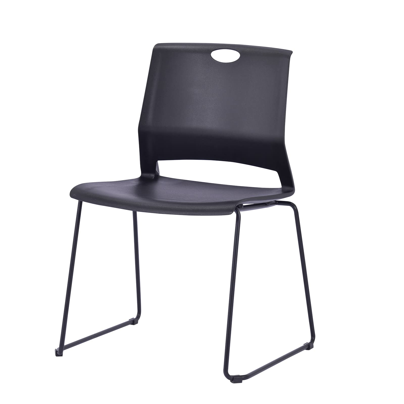 4-Pack Black Waiting Room Guest Chairs - Stackable Sled Base Conference Chairs for Church, Office, Training Room & Event Venues - Durable & Space-Saving Seating Solution
