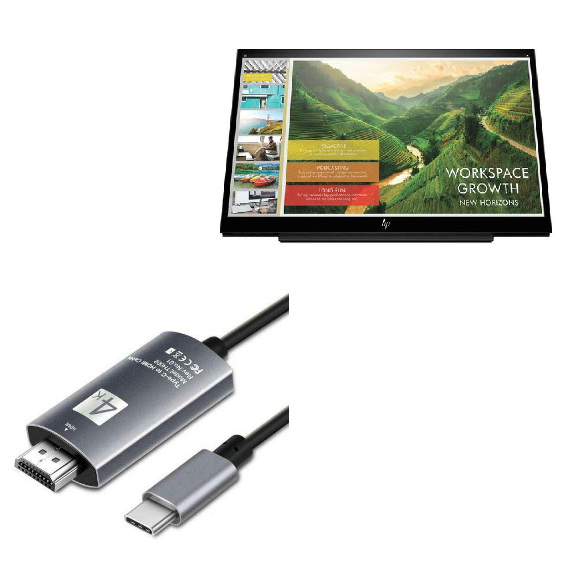 BoxWave USB Type-C to HDMI Cable (6 ft) - Compatible with HP EliteDisplay S14 & Other Smart Displays - High-Speed 4K Video & Audio Transmission - Jet Black - Perfect for Home Office, Presentations & Multi-Screen Setups