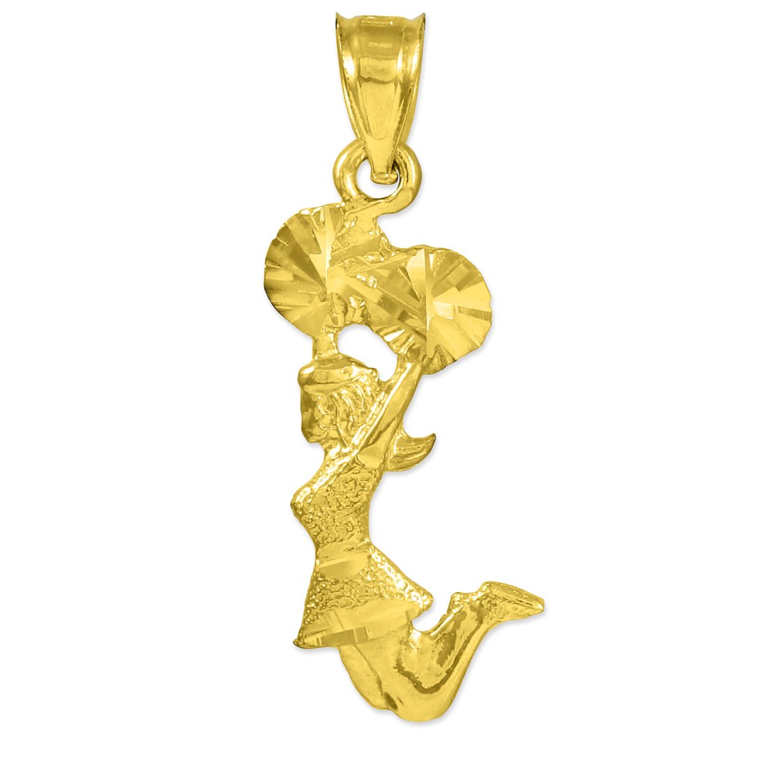 14K Gold Cheerleader Charm Pendant Necklace for Women - Elegant Cheerleading Jewelry Gift for Games, Pep Rallies & Spirit Events
