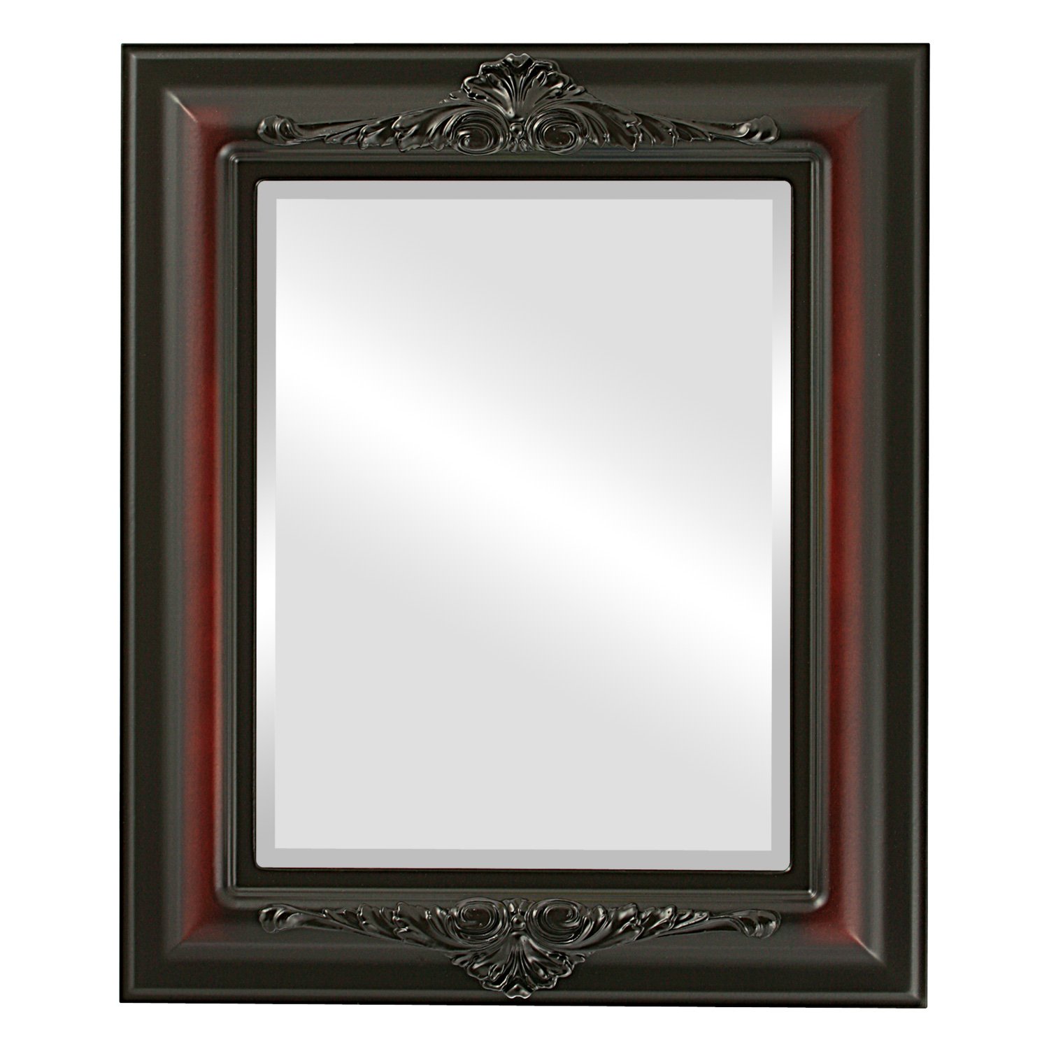 Ovalcrest Winchester Style Rosewood Rectangle Beveled Wall Mirror - 21x25 Inches - Elegant Home Decor for Living Room, Bedroom & Entryway