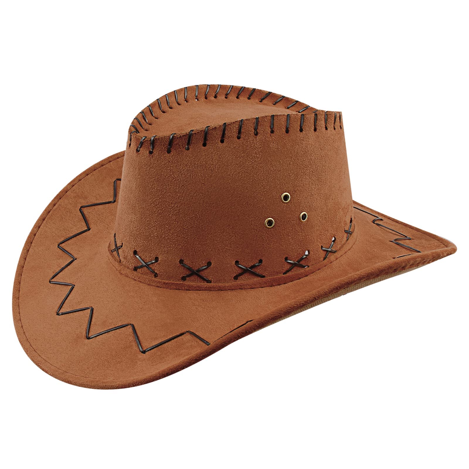 Authentic Suede Cowboy Hat for Men & Women - Western Style Gunslinger Hat with Adjustable String - Perfect for Halloween Costume, Rodeo, Country Music Festival & Western Themed Parties