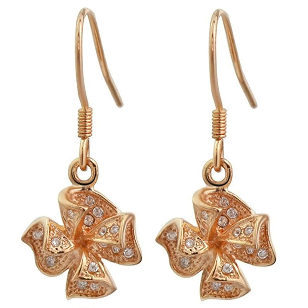 Silver Plated Flower Shaped Memorial Earrings for Women - Elegant Rose Gold Anchor Ear Studs with White Cubic Zirconia - Pet Urn Jewelry for Dog & Cat Ashes - Perfect for Funeral Remembrance & Everyday Wear