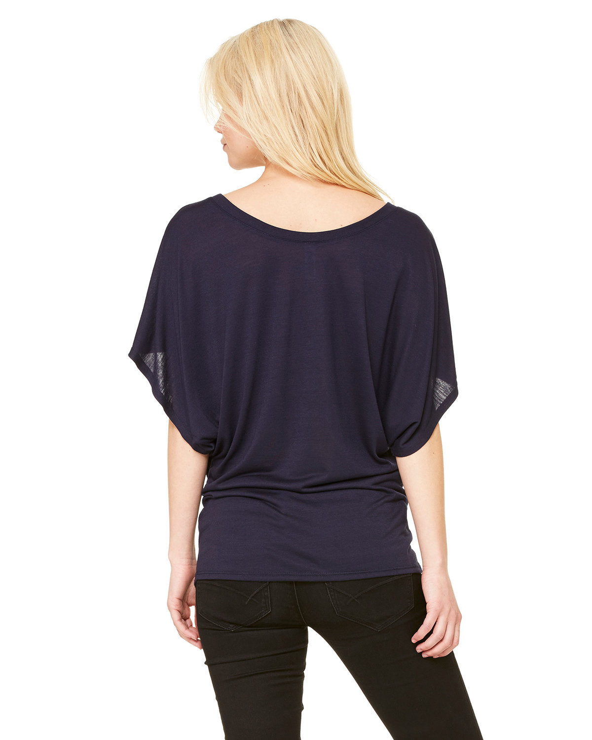 Bella + Canvas 8821 Women's Flowy Dolman T-Shirt - Soft V-Neck Draped Sleeve Blouse for Casual Wear, Yoga & Lounge Outfits