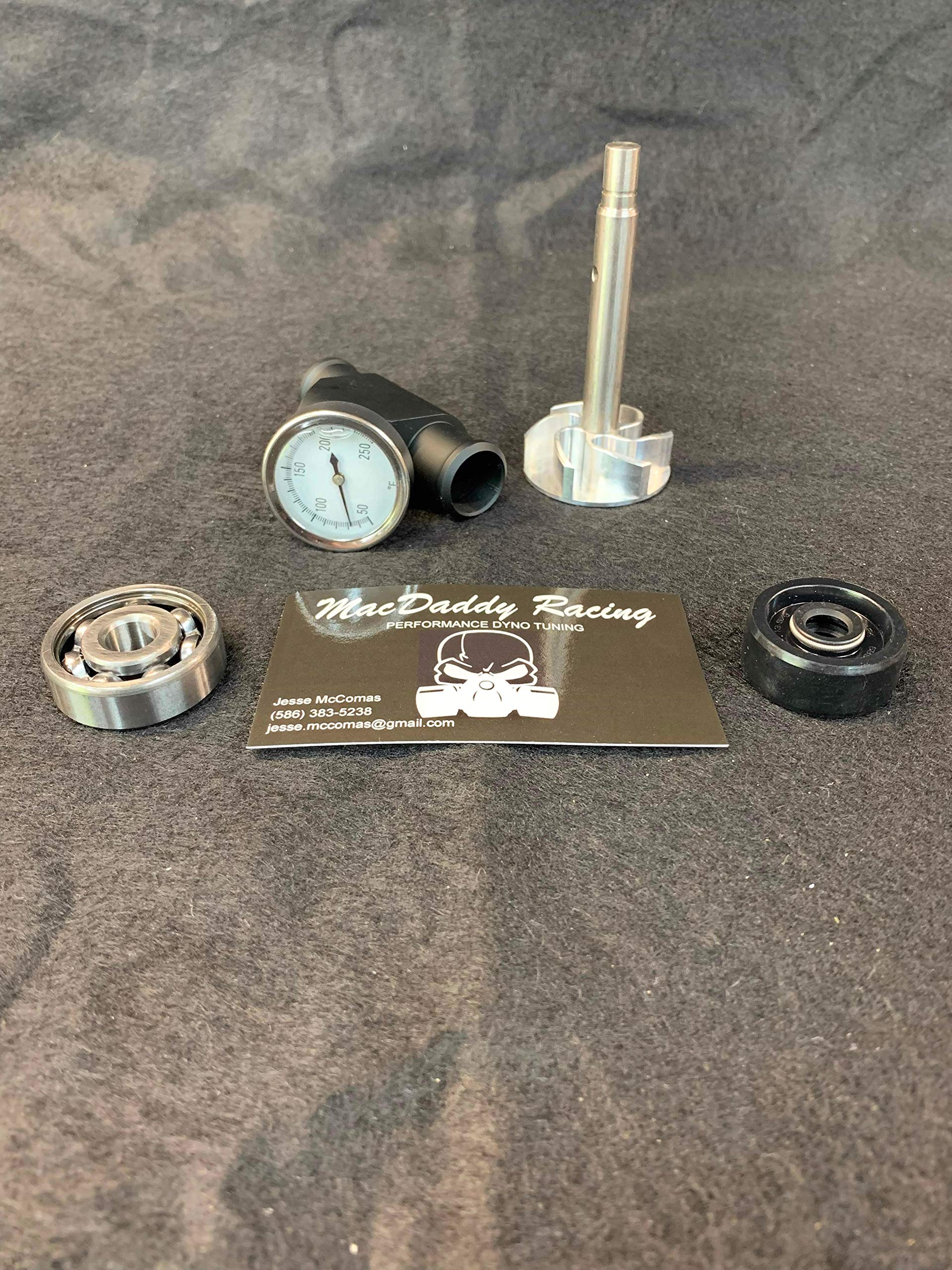 High Performance Billet Water Pump with Bearing & Seal + Coolant Temp Gauge (Black) - Compatible with Yamaha Banshee ATV - Perfect for Off-Road Racing & Engine Cooling Upgrades