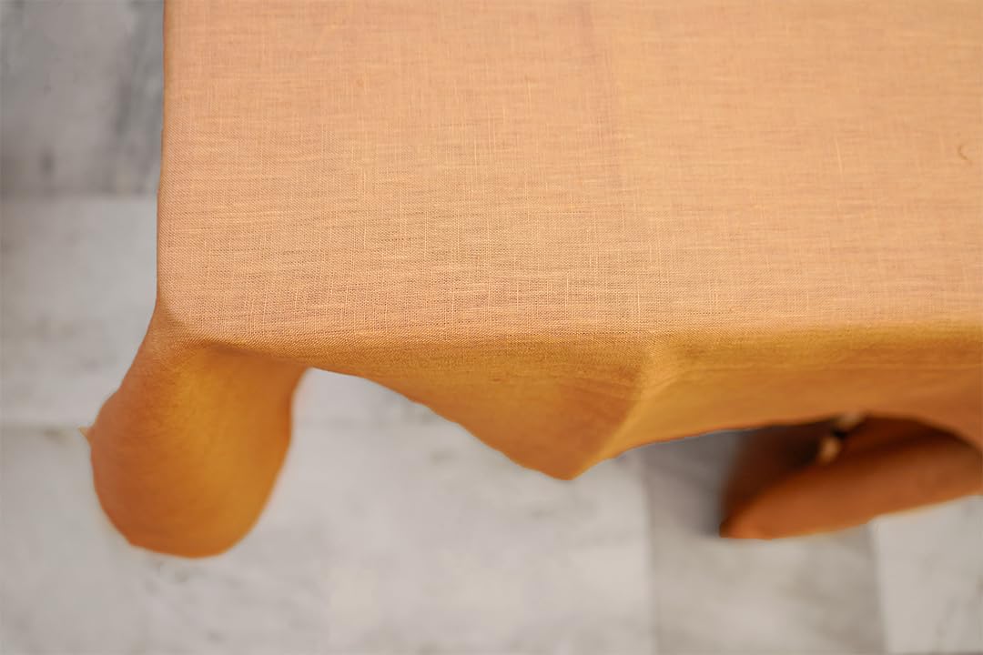 Premium 100% French Flax Linen Tablecloth 60x84 Inches - Stone Washed for Ultra Softness & Durability - Heat Resistant with Zigzag Stitch - Machine Washable Natural Table Cover for Dining Room, Kitchen, Party & Outdoor Events