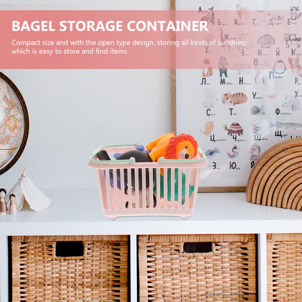 4-Piece Plastic Storage Baskets Set - Small Organizer Bins for Toys, Bathroom Sundries & Bagels - Durable Stackable Containers for Home, Office & Shower Organization