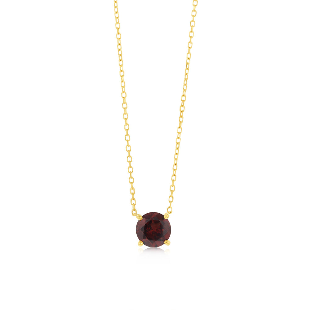 1 Carat Genuine Red Garnet Pendant Necklace with 45cm 9K Yellow Gold Chain - Perfect for Valentine's Day Gifts & Anniversary Jewelry