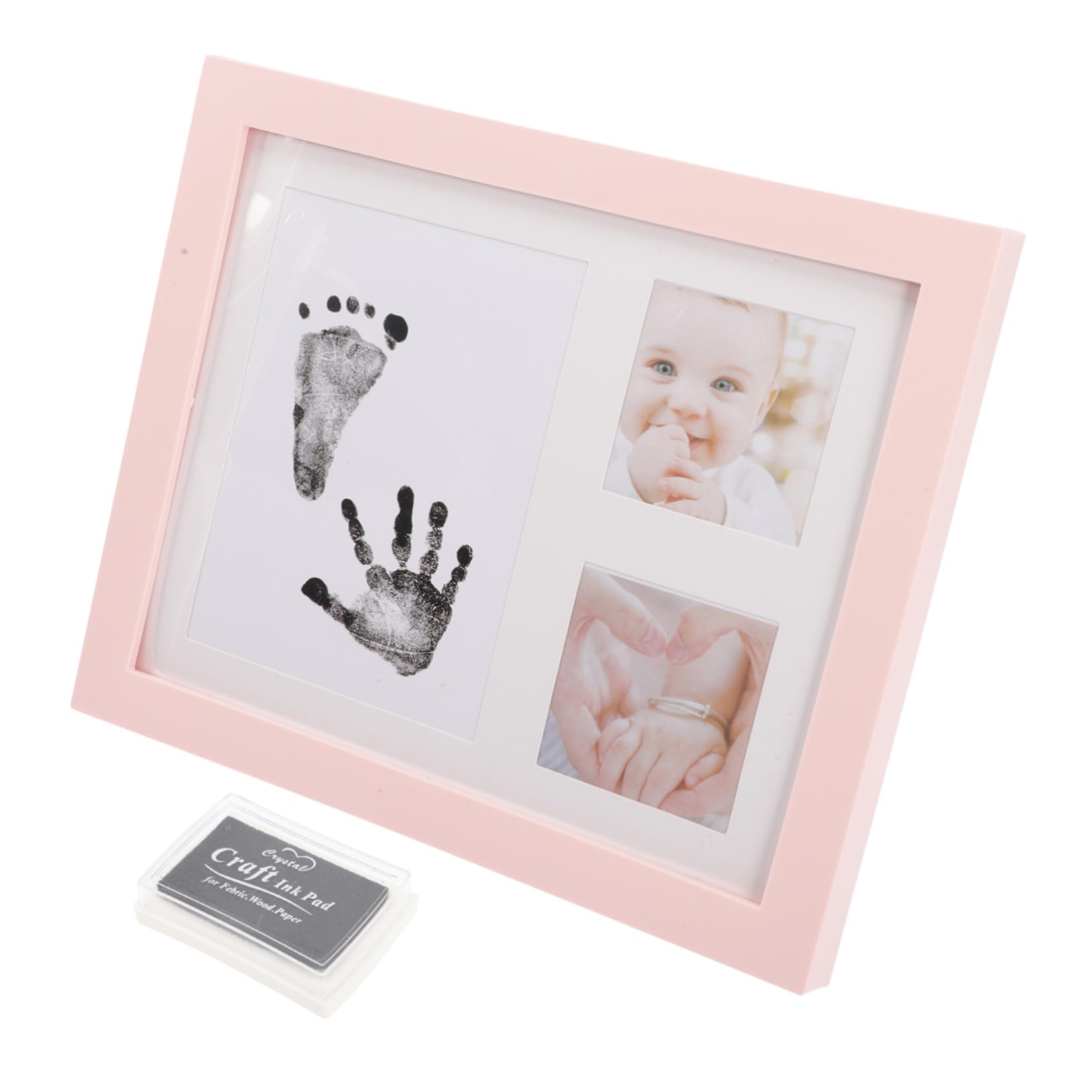 iFundom 2-Pack Baby Growth Photo Frame Set - Ink Handprint & Footprint Keepsake for Newborns, Shower Gift, Nursery Decor (Black Plastic) - Perfect for Baby Showers, First Birthdays & Milestone Memories