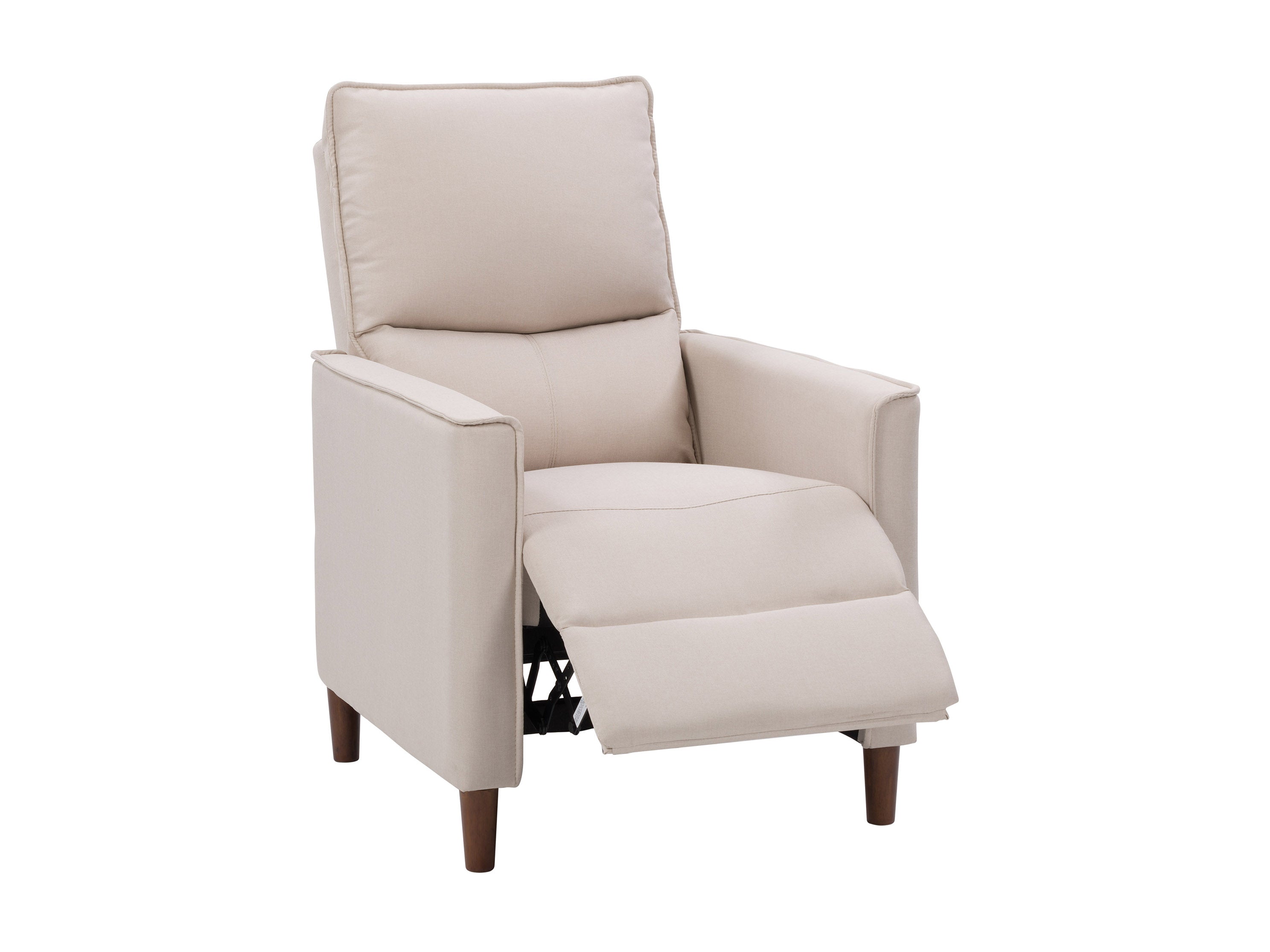 Vintage Beige Mid Century Modern Recliner Chair - Retro Lounge Chair for Living Room, Home Theater & Reading Nook - Comfortable Leather Accent Chair with Ottoman (Optional)