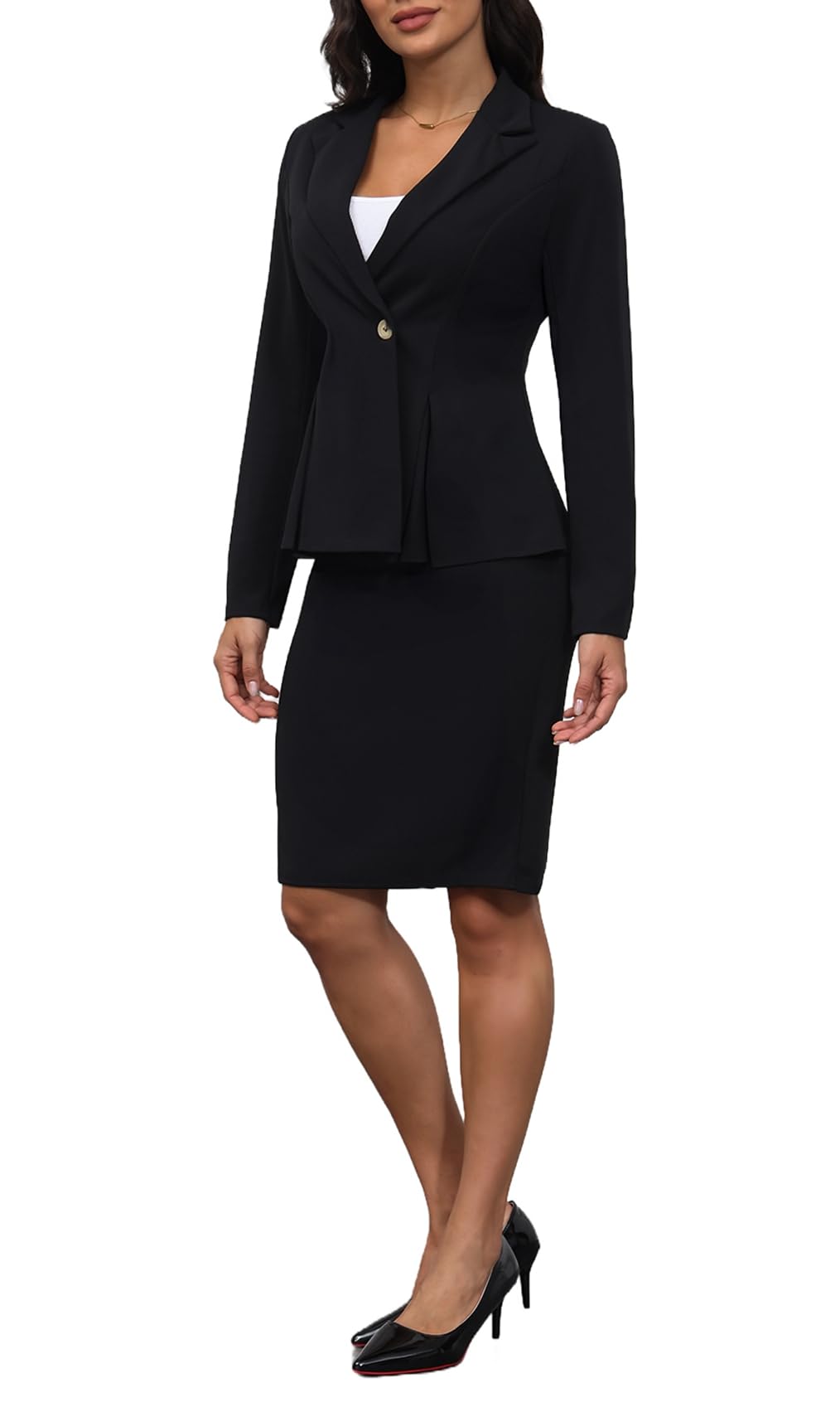 Women's 2-Piece Formal Suit Set - Solid Color Blazer & Skirt Outfit for Business & Office Wear | Professional Work Attire & Career Outfits