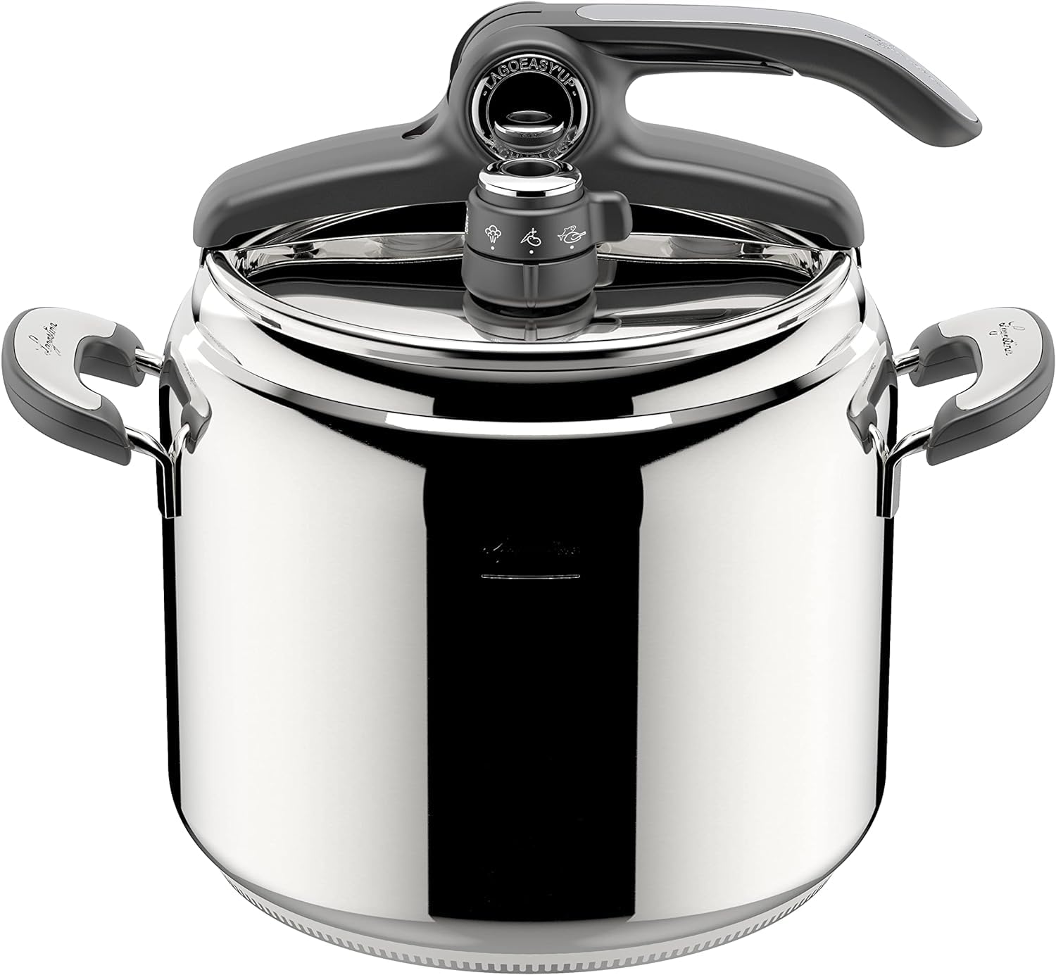 Lagostina Novia Vitamin Lagoeasy'UP 9L Stainless Steel Pressure Cooker (24cm) - Induction & Gas Compatible, Easy-Open Lid with Basket, Ecodose & Recipe Book - Perfect for Fast Cooking, Meal Prep & Healthy Eating