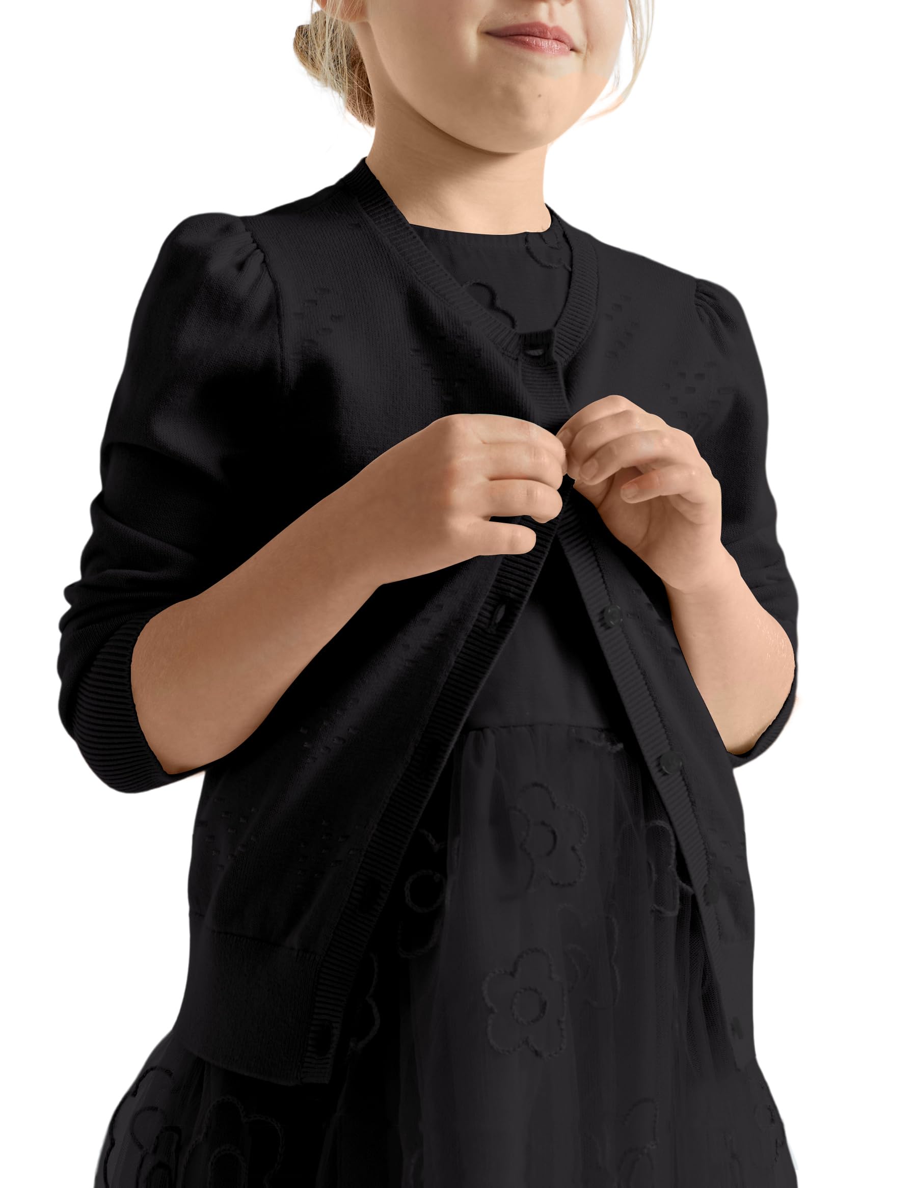 Girls Cropped Knit Cardigan - V Neck Button Down Sweater for Dresses & Tops | Perfect for Spring Layering & Casual Outfits