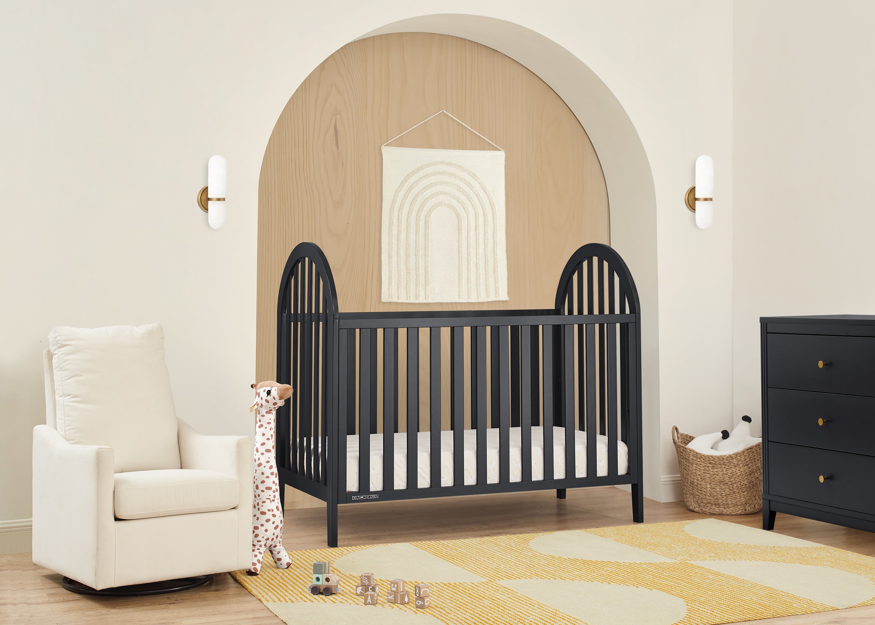 Milano 4-in-1 Convertible Baby Crib - Toddler Bed, Daybed & Full-Size Bed - Nursery Furniture for Boys & Girls - Perfect for Newborn to Teen Years